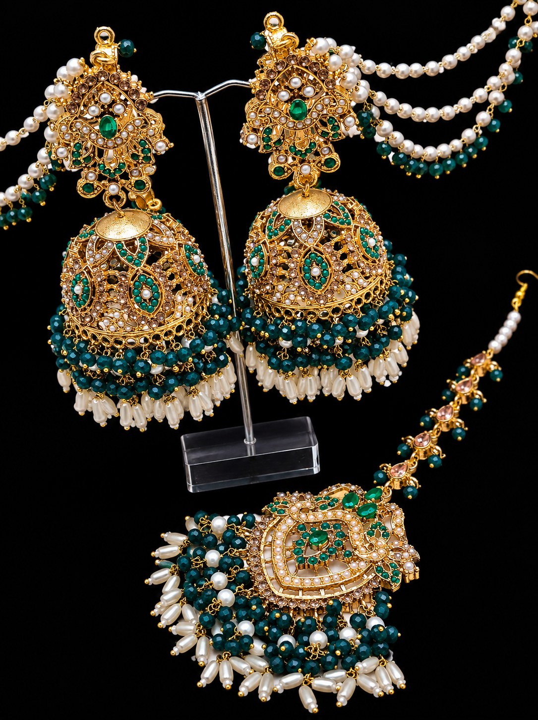 JHUMKA EARRINGS WITH TIKKA