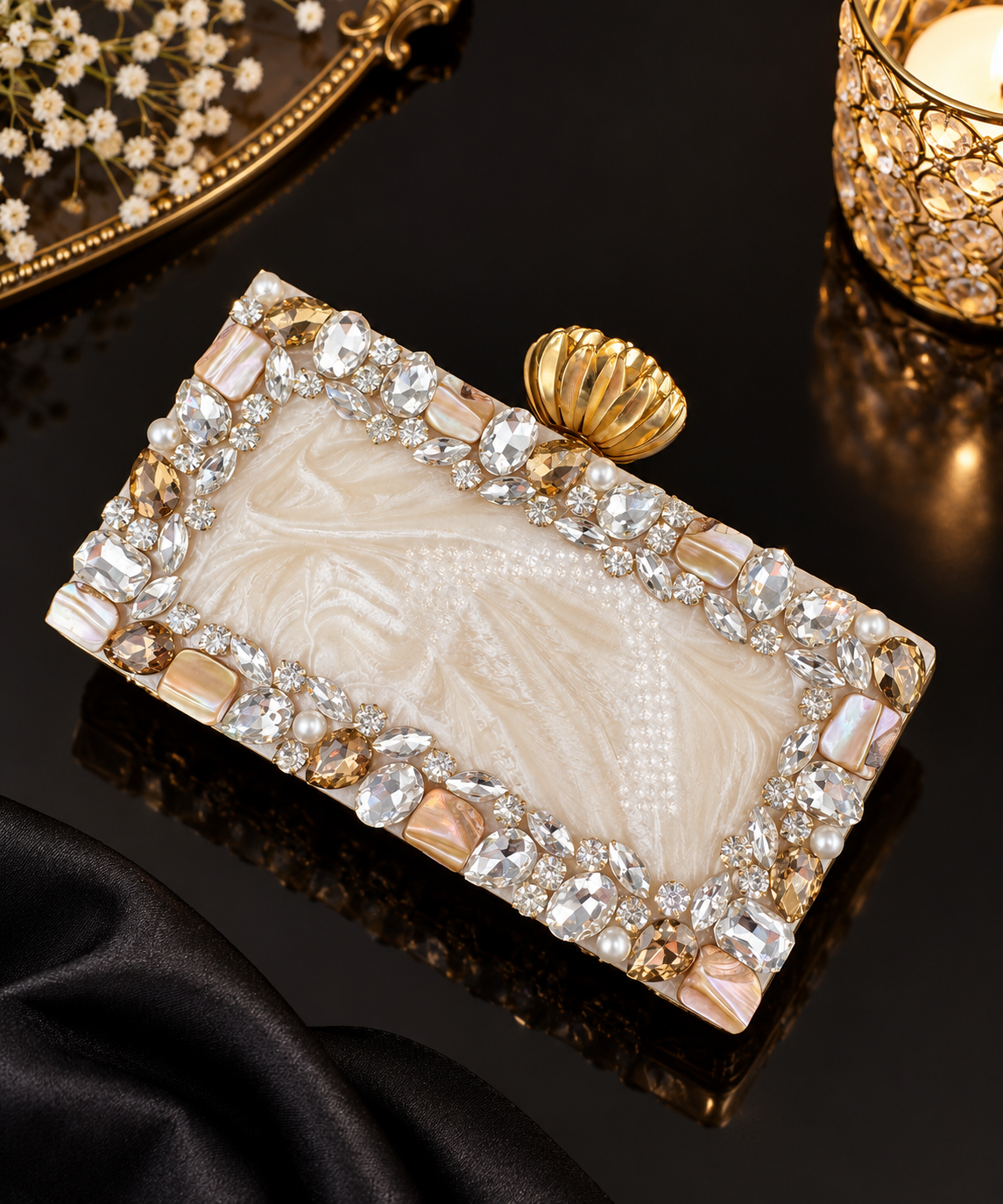 Pearl Élan Crystal Clutch