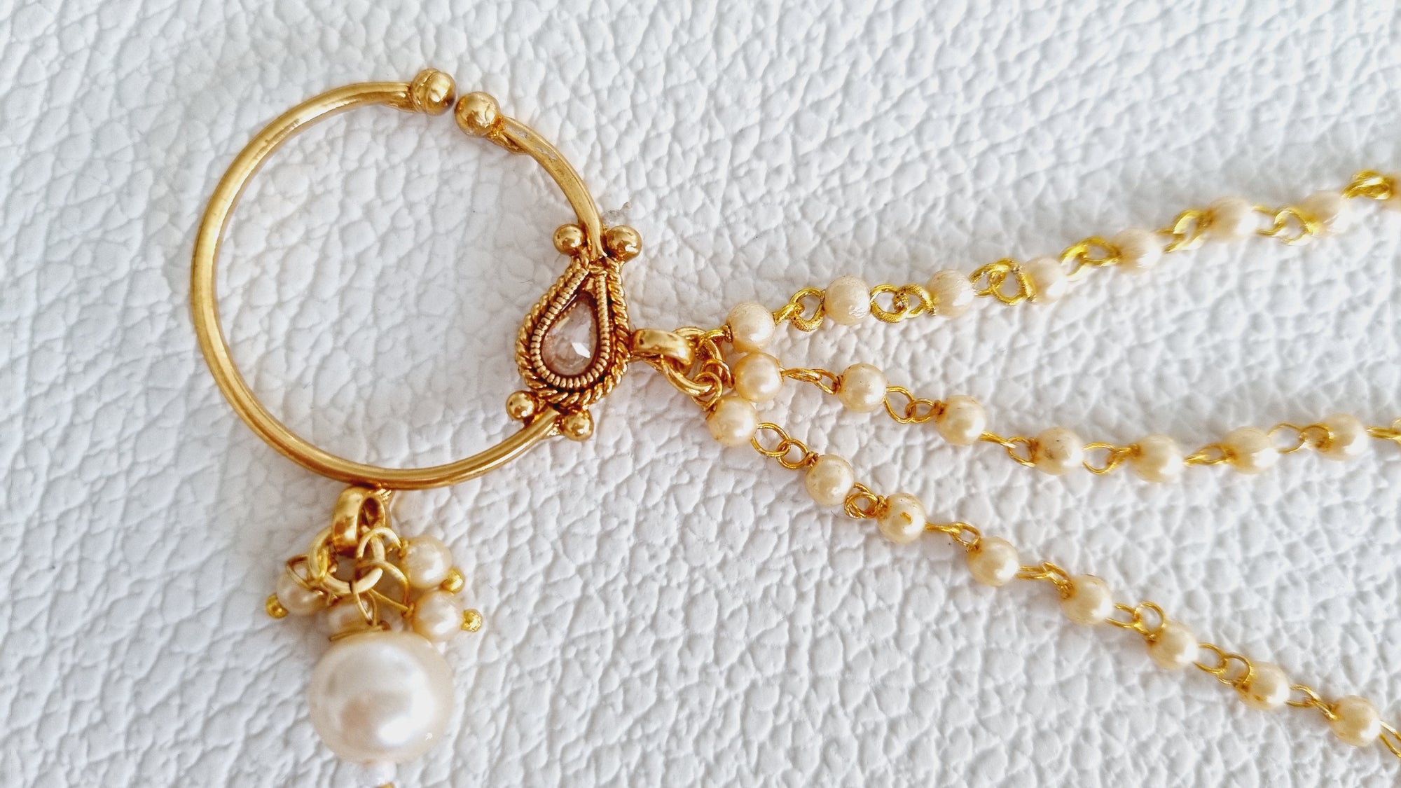 Nose Ring with Kundan and Pearls