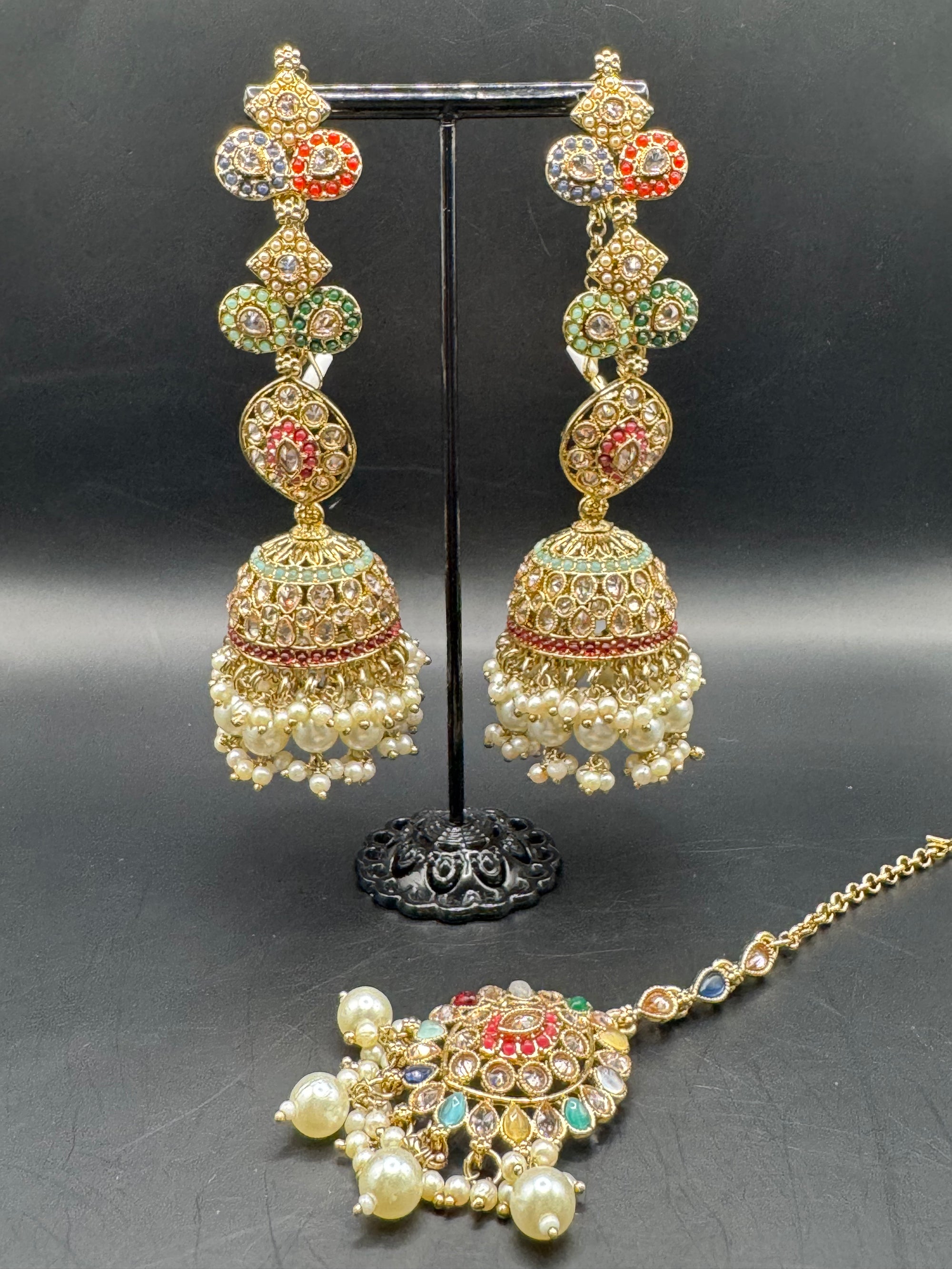 REVERSE AD JHUMKA WITH TIKKA MALTI COLOR