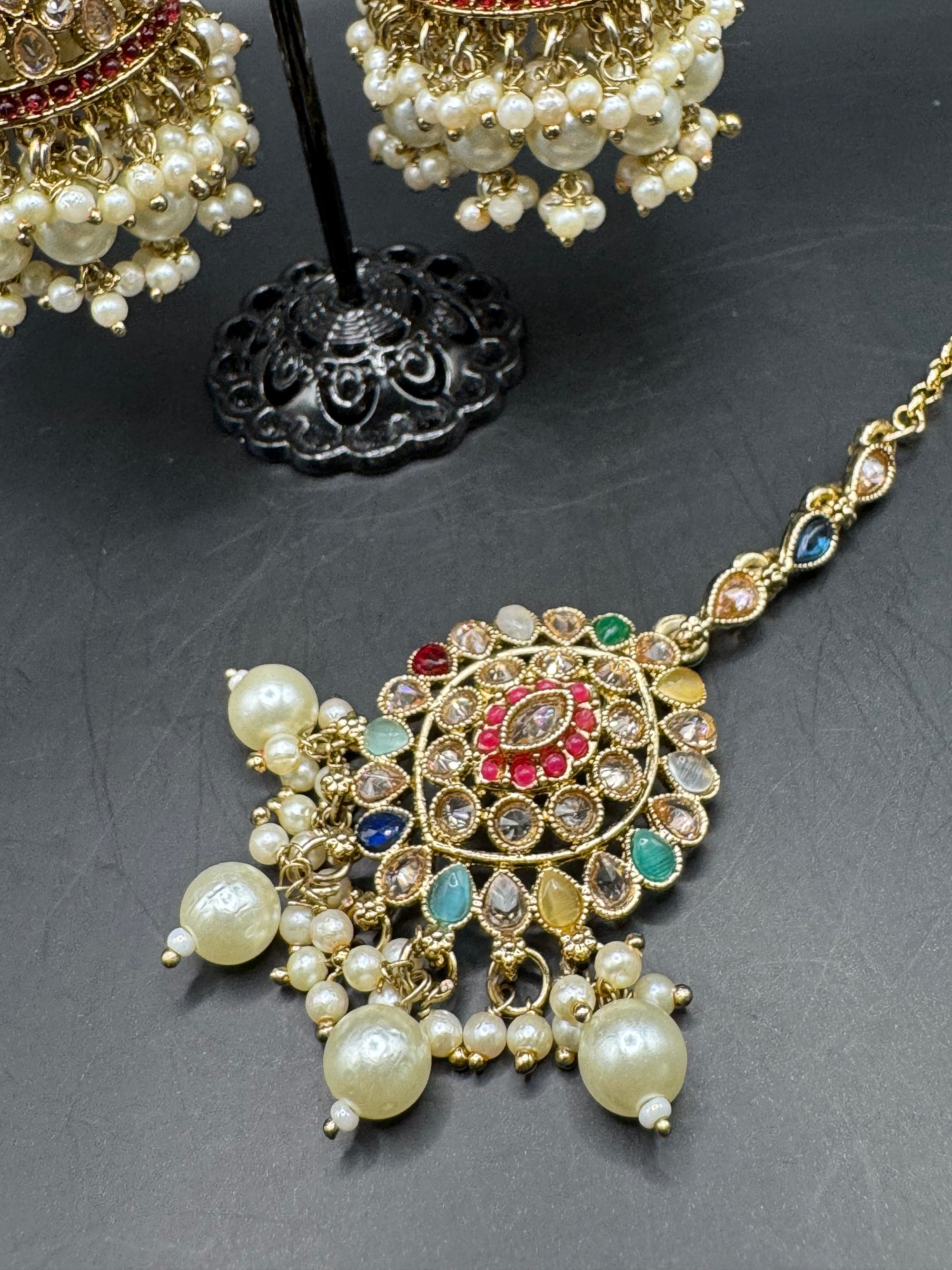 REVERSE AD JHUMKA WITH TIKKA MALTI COLOR