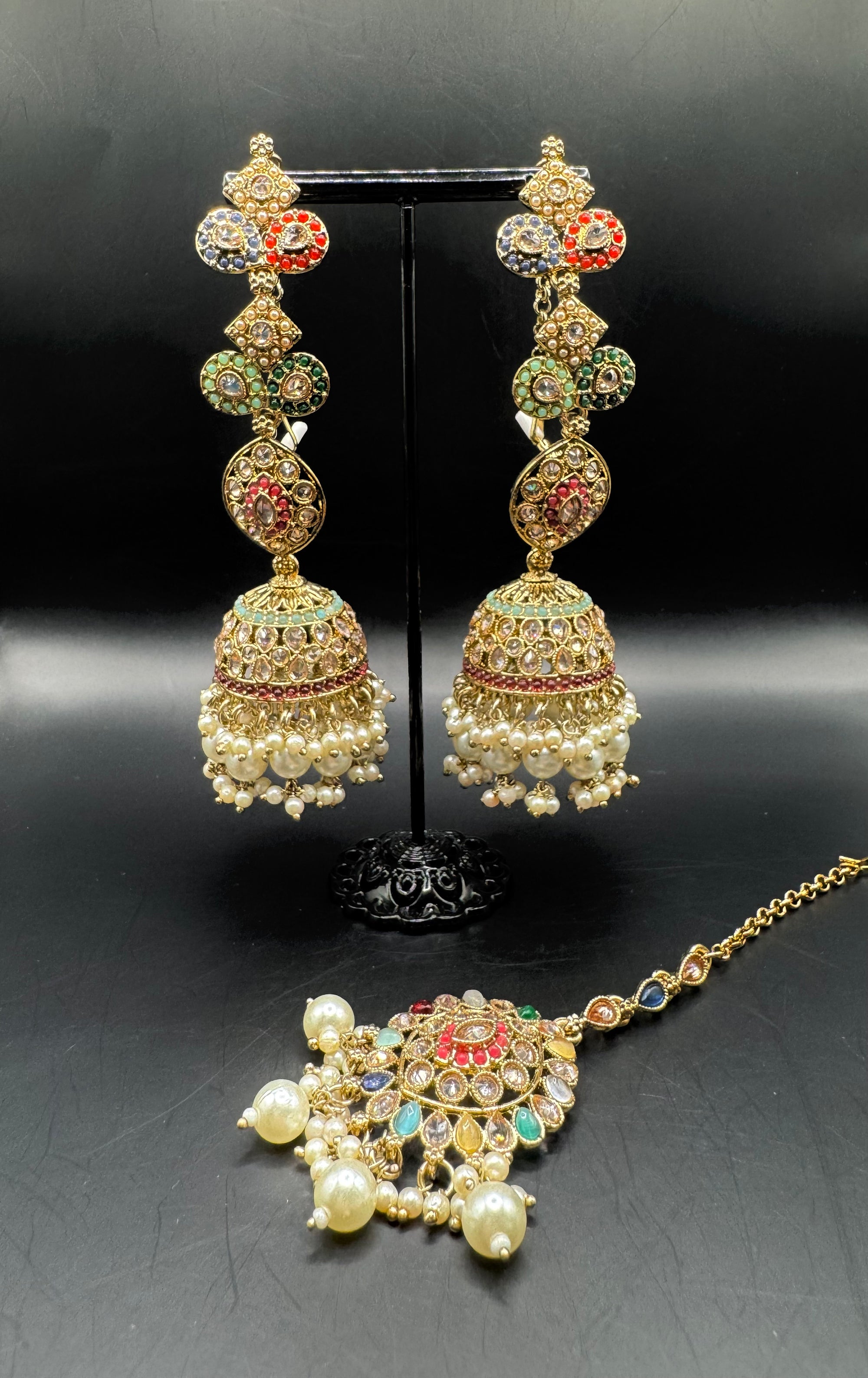 REVERSE AD JHUMKA WITH TIKKA MALTI COLOR