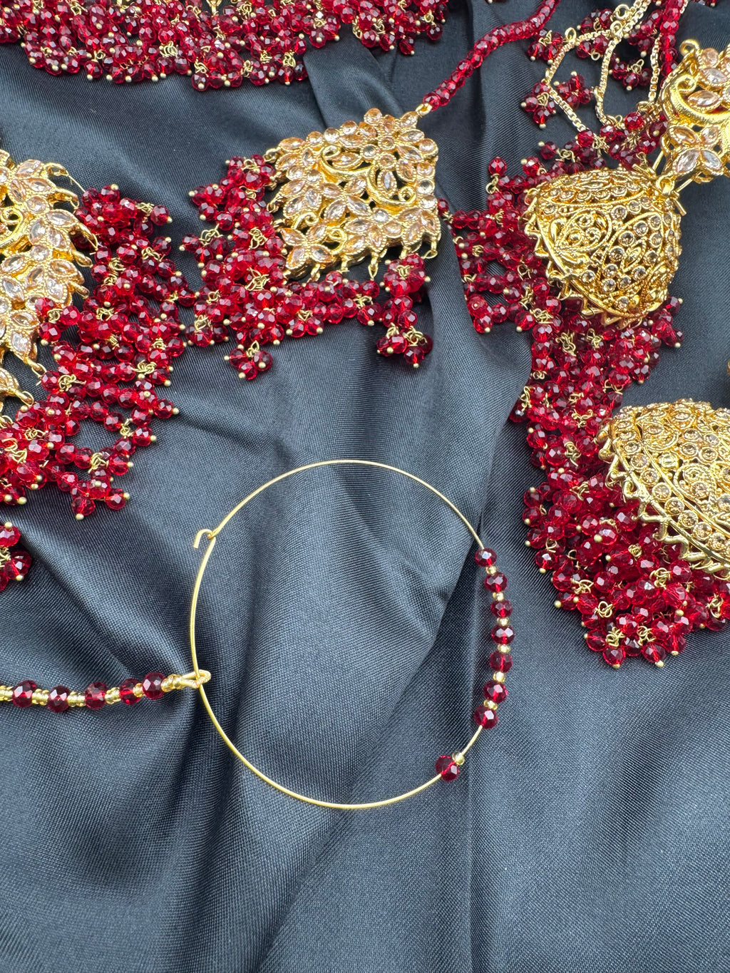Mehr GoldPlated Bridal Set Maroon