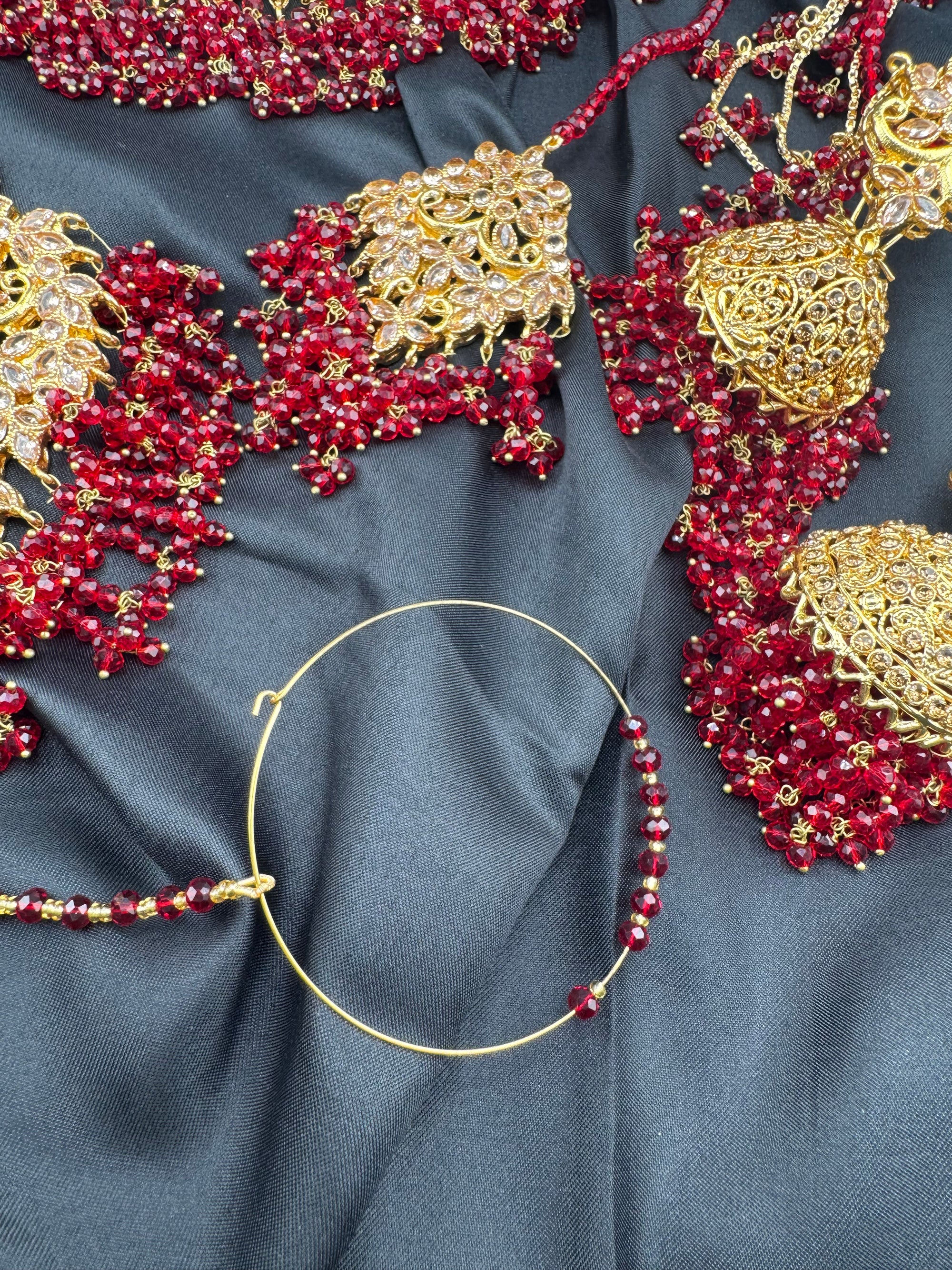 Mehr GoldPlated Bridal Set Maroon