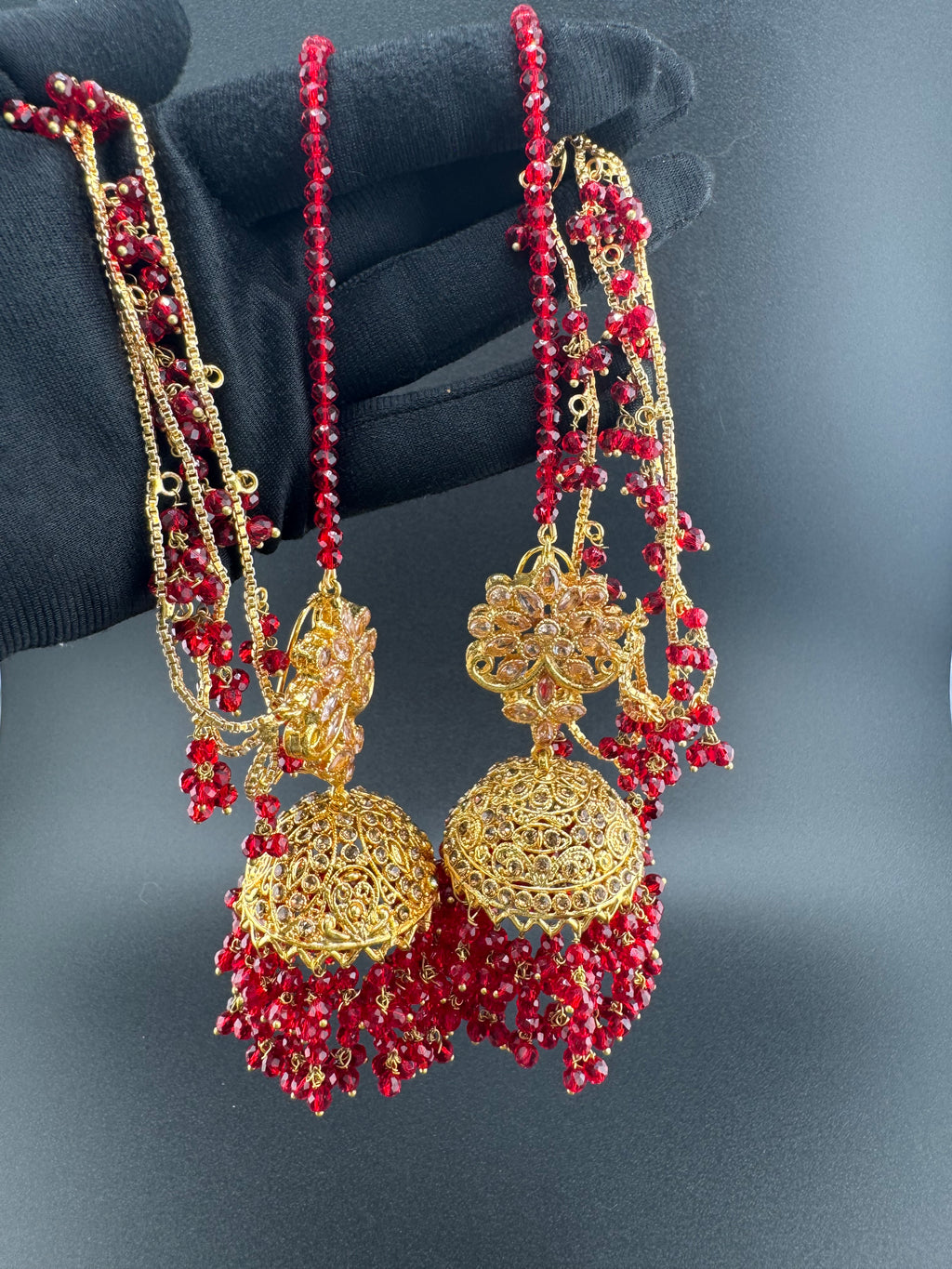 Mehr GoldPlated Bridal Set Maroon