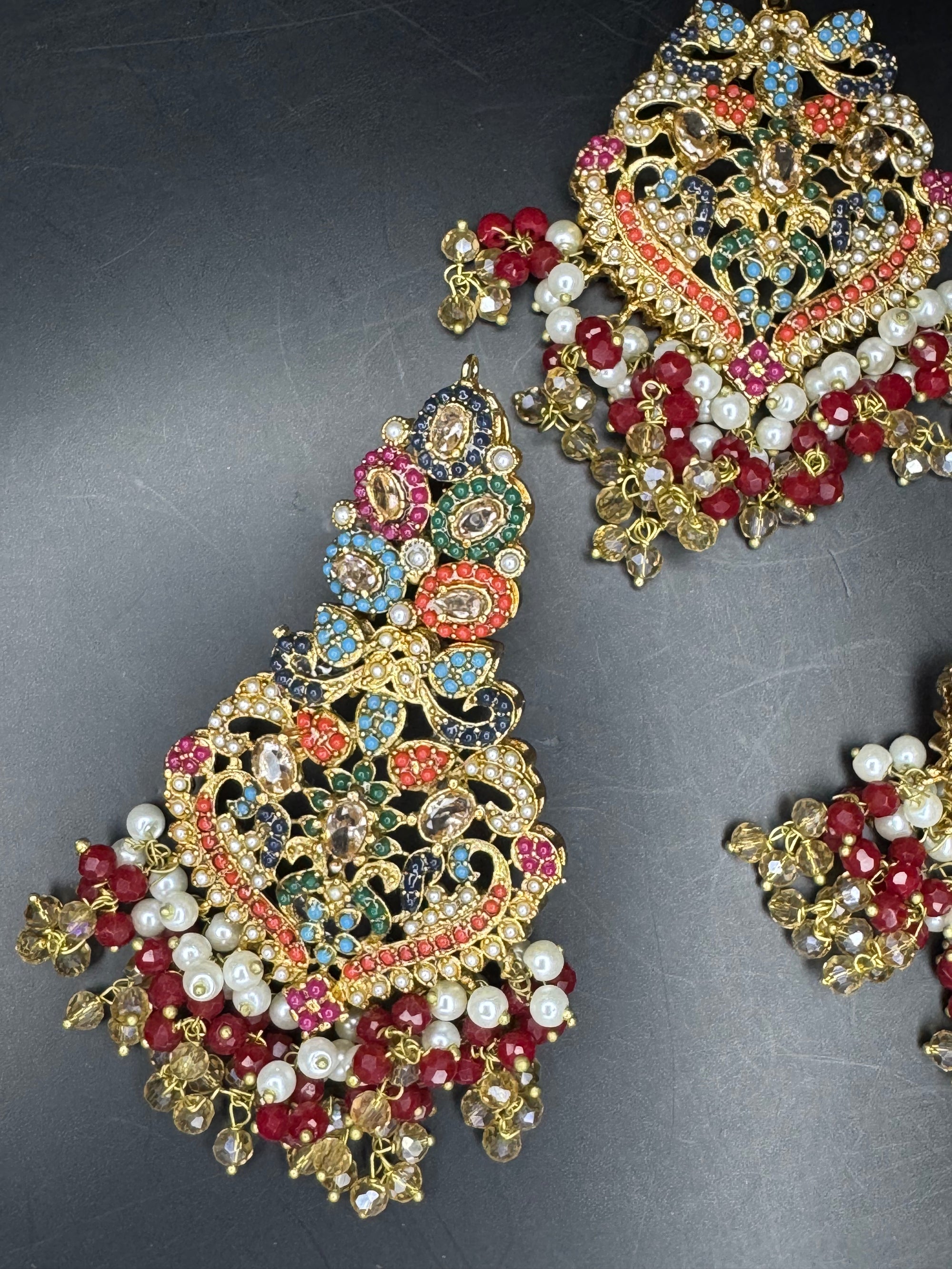 NAURATAN EARINGS WITH TIKKA