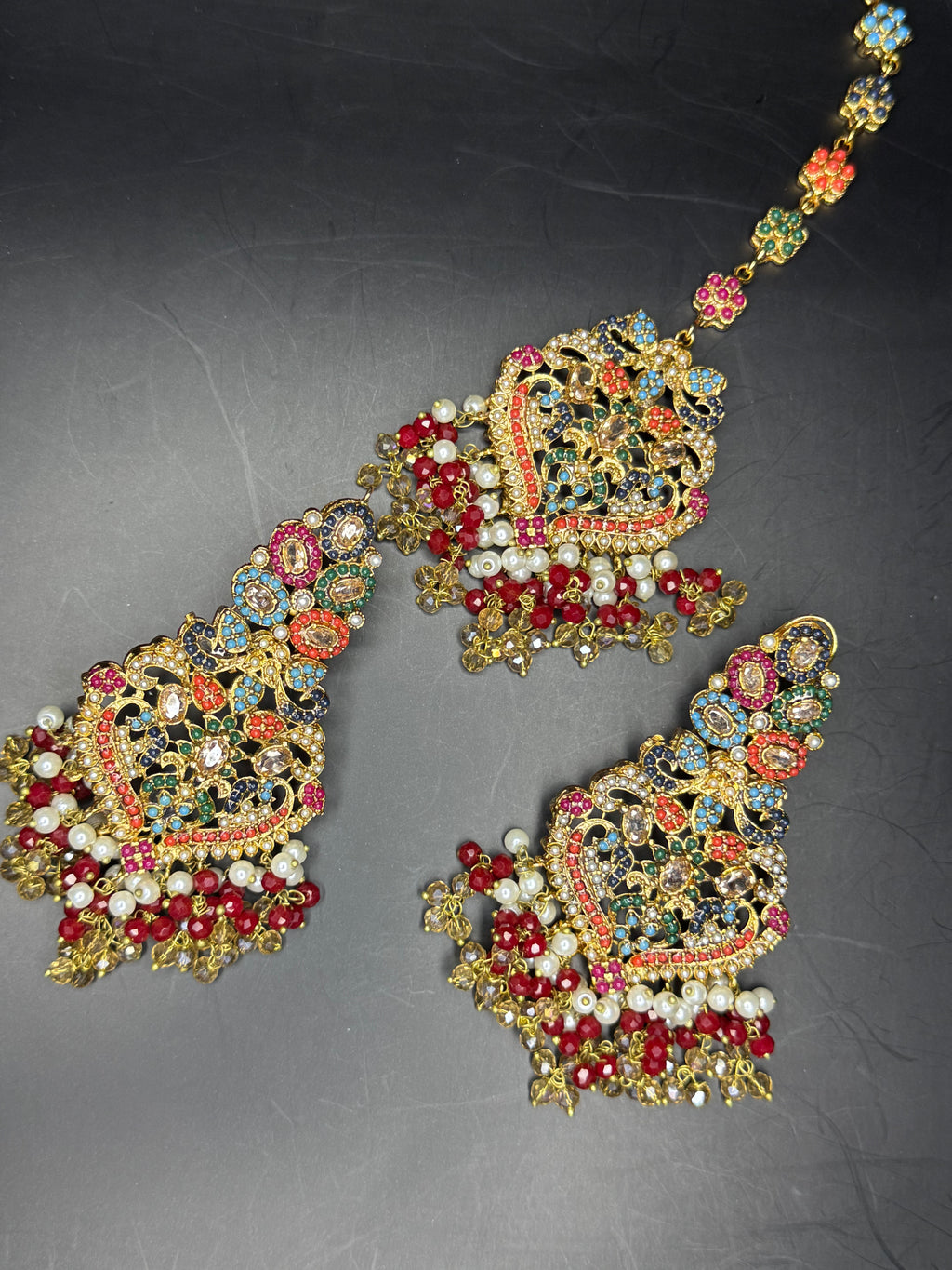 NAURATAN EARINGS WITH TIKKA