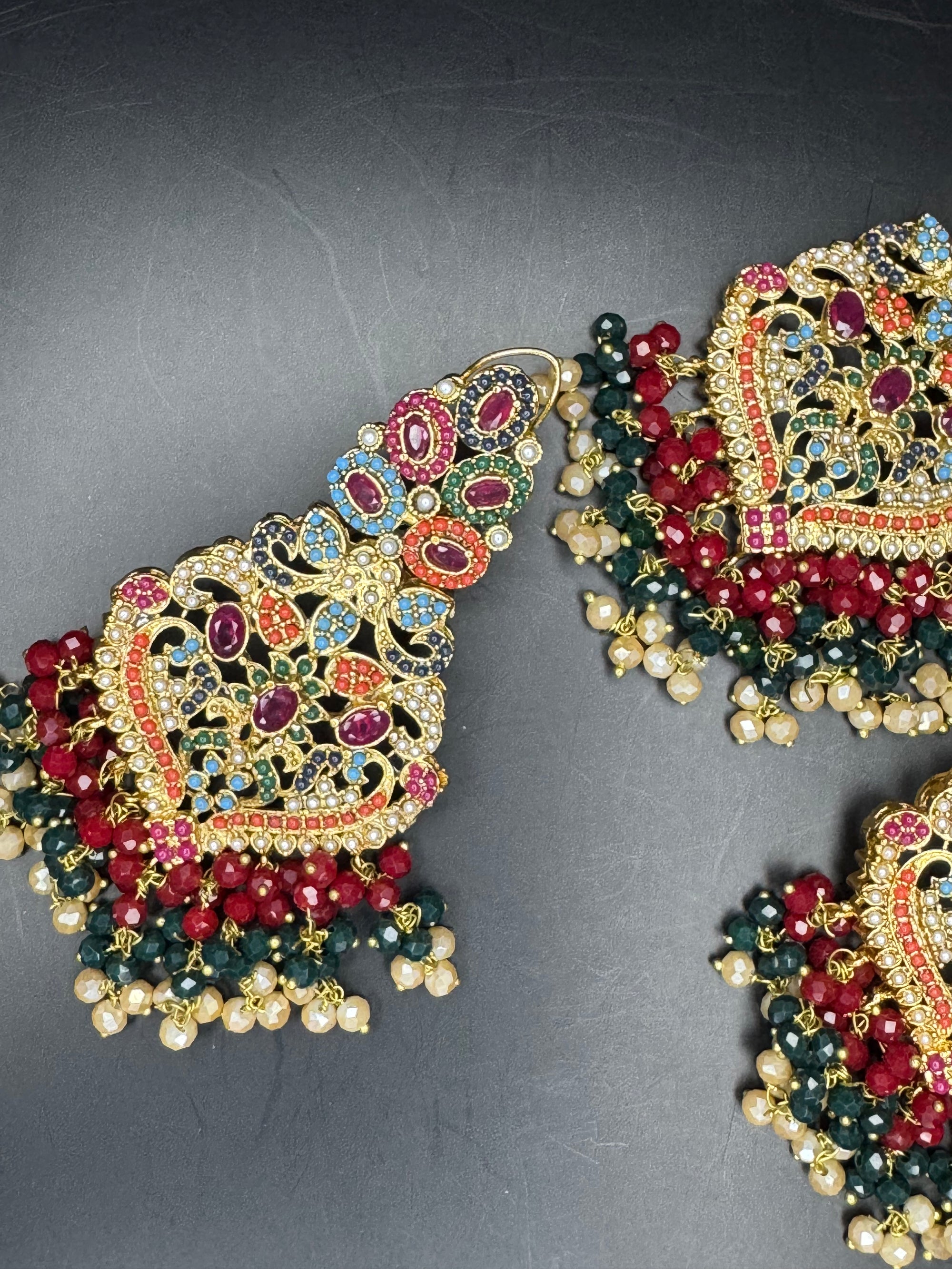 NAURATAN EARINGS WITH TIKKA