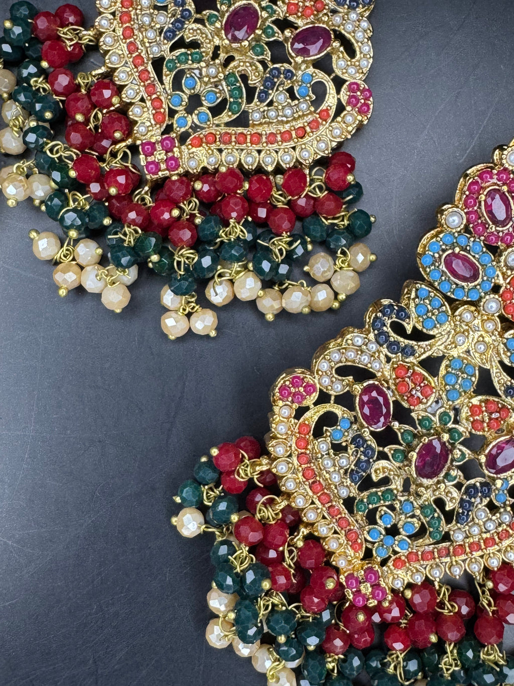 NAURATAN EARINGS WITH TIKKA