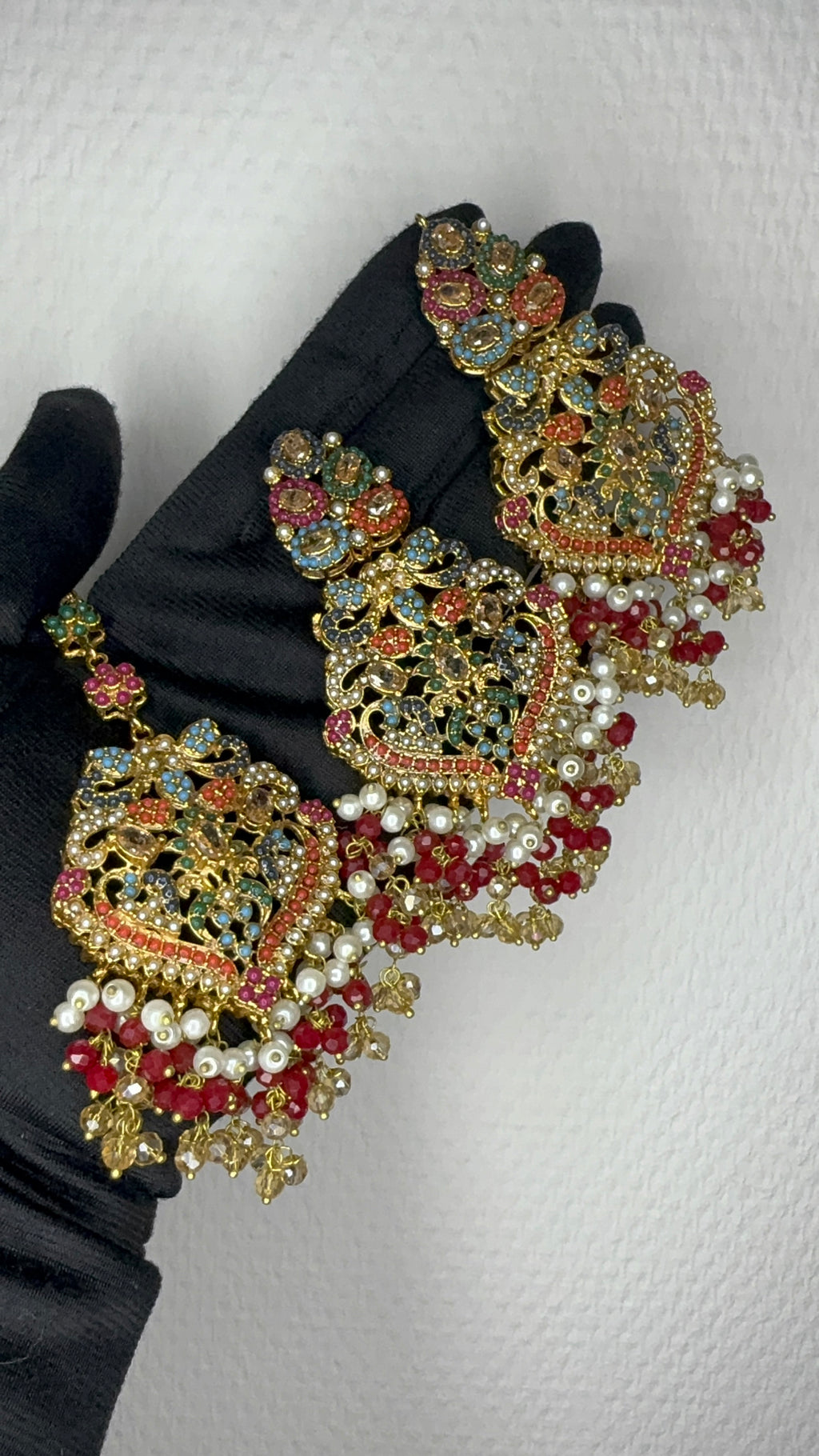 NAURATAN EARINGS WITH TIKKA
