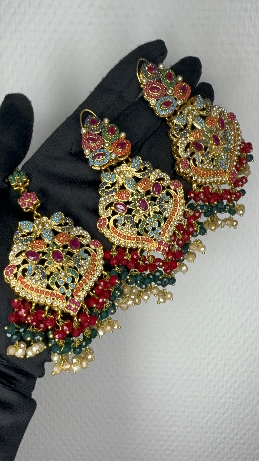 NAURATAN EARINGS WITH TIKKA