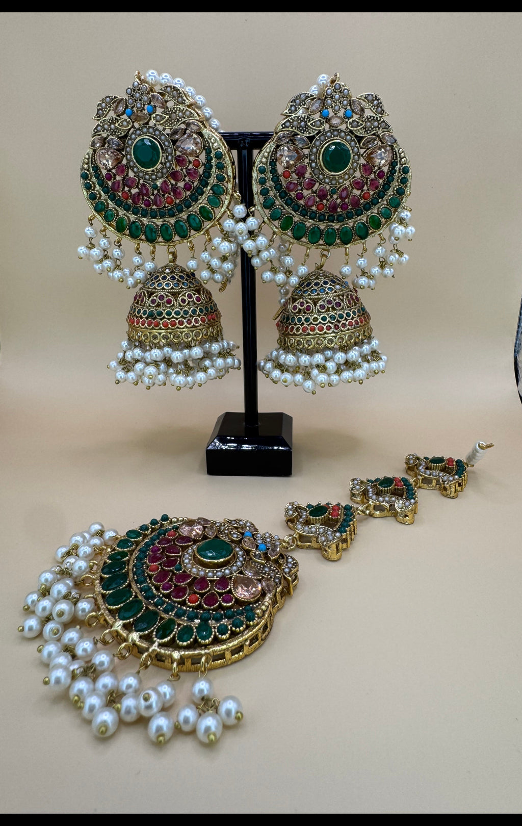 JHUMKA WITH TIKKA ANTIQUEGOLD