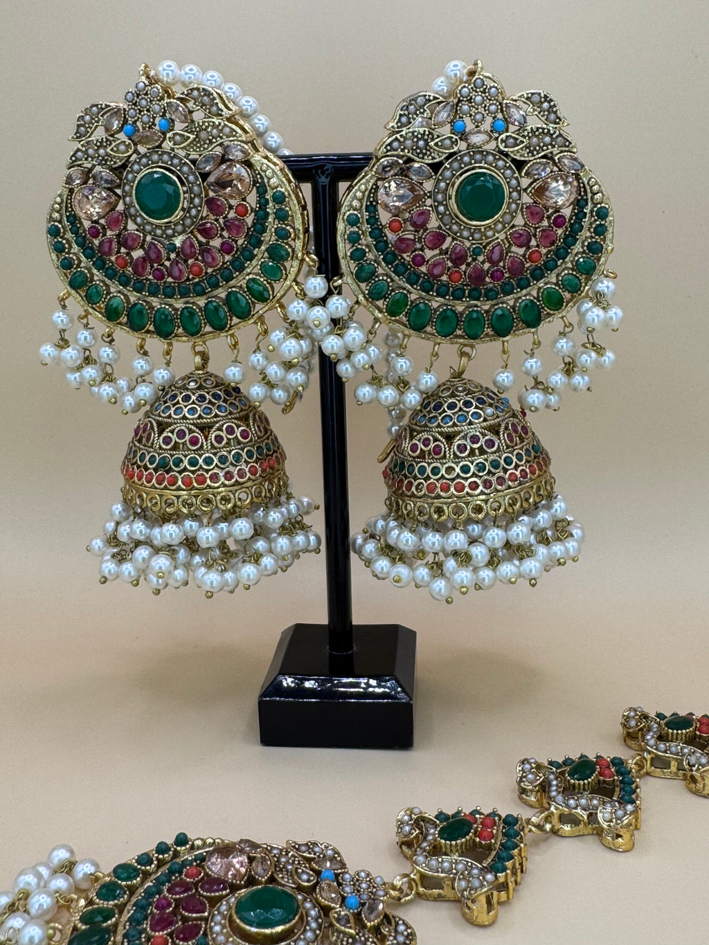 JHUMKA WITH TIKKA ANTIQUEGOLD