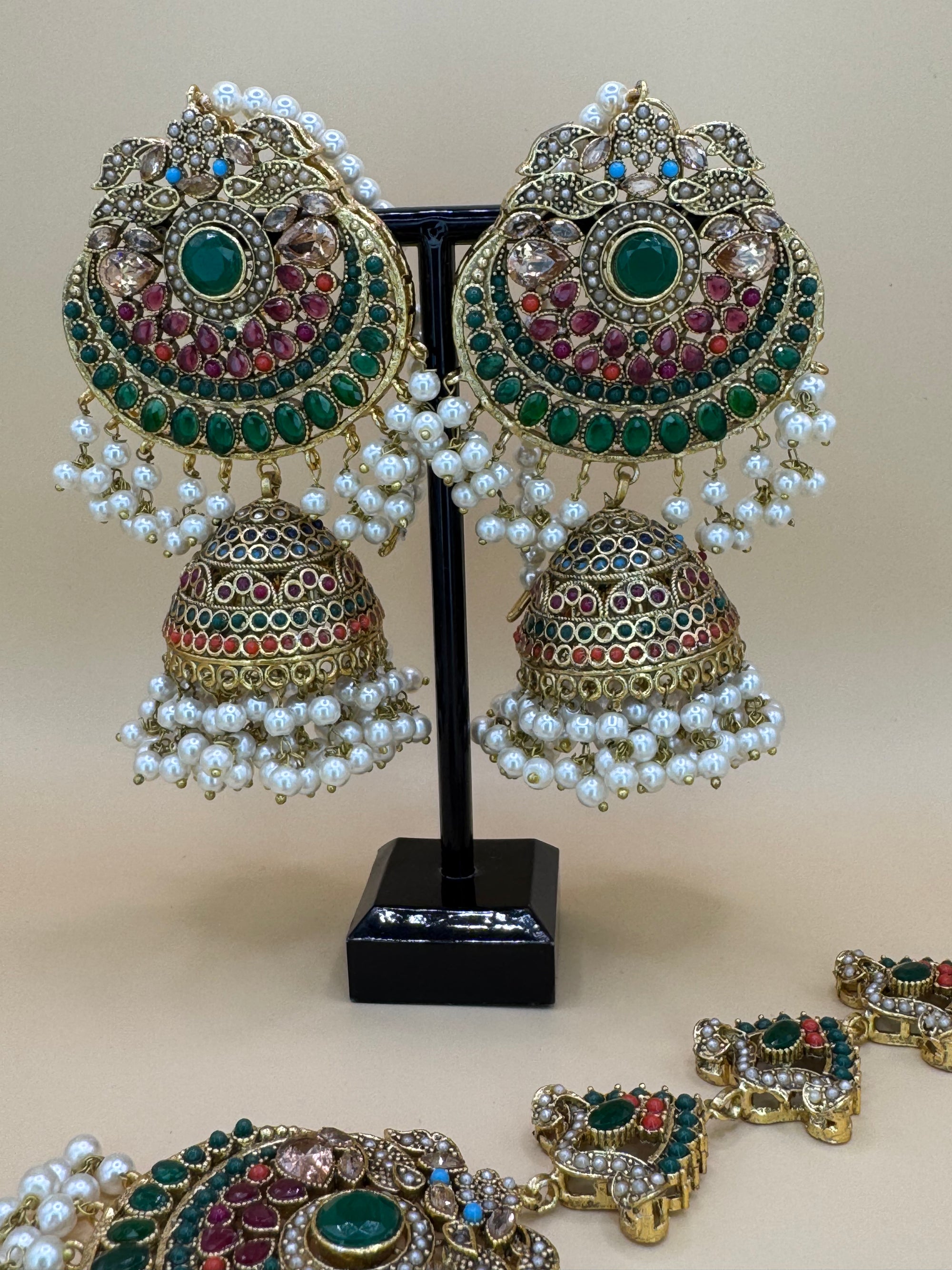 JHUMKA WITH TIKKA ANTIQUEGOLD