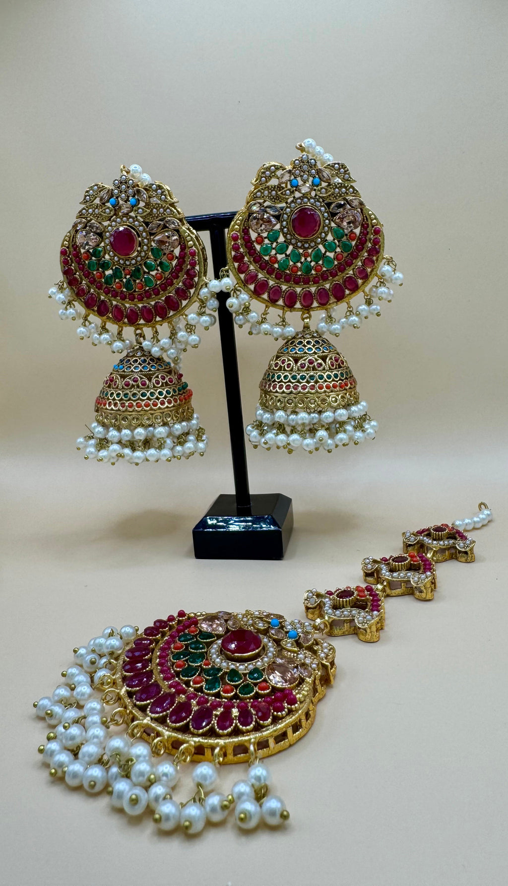 JHUMKA WITH TIKKA ANTIQUEGOLD
