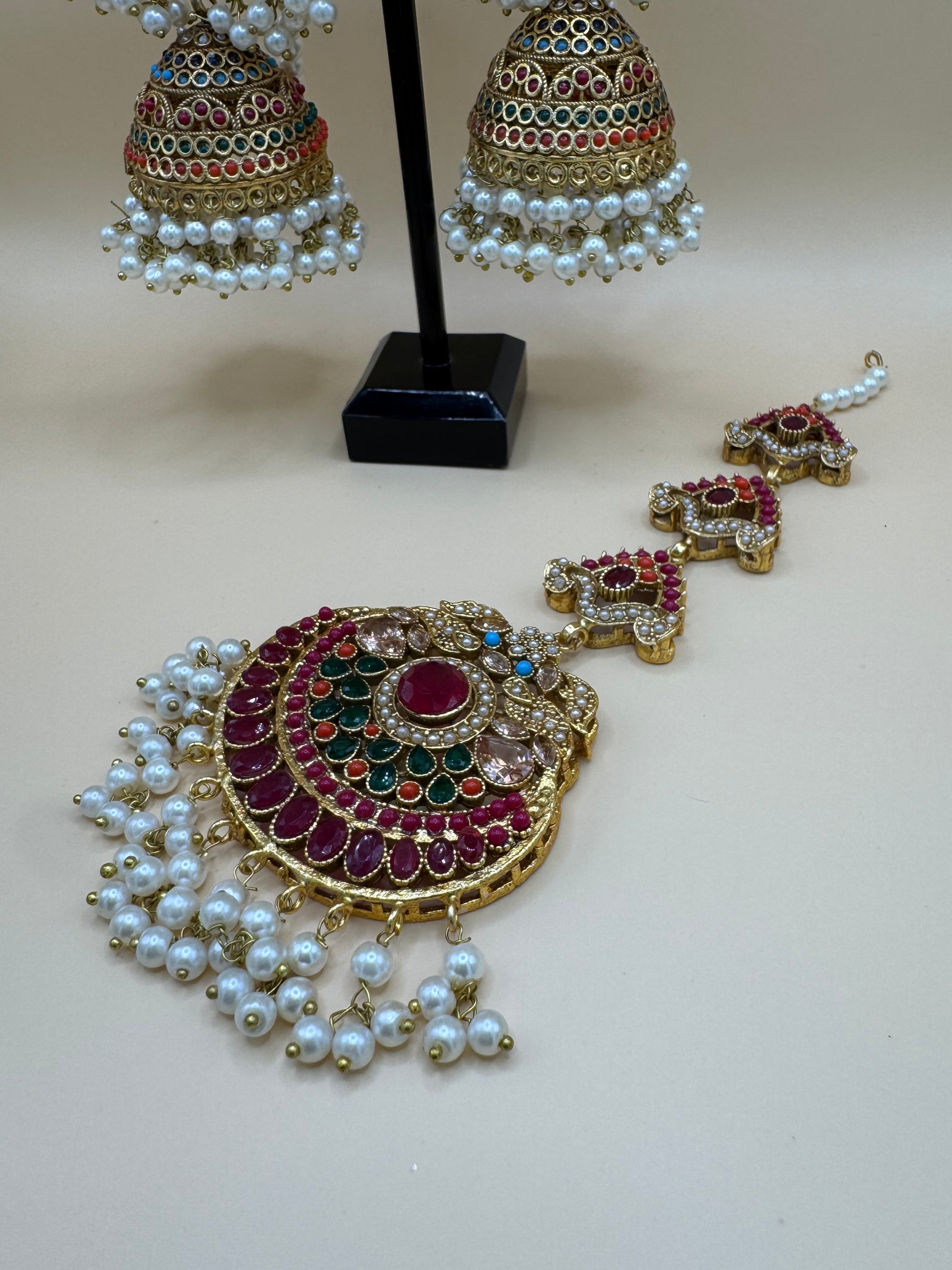 JHUMKA WITH TIKKA ANTIQUEGOLD