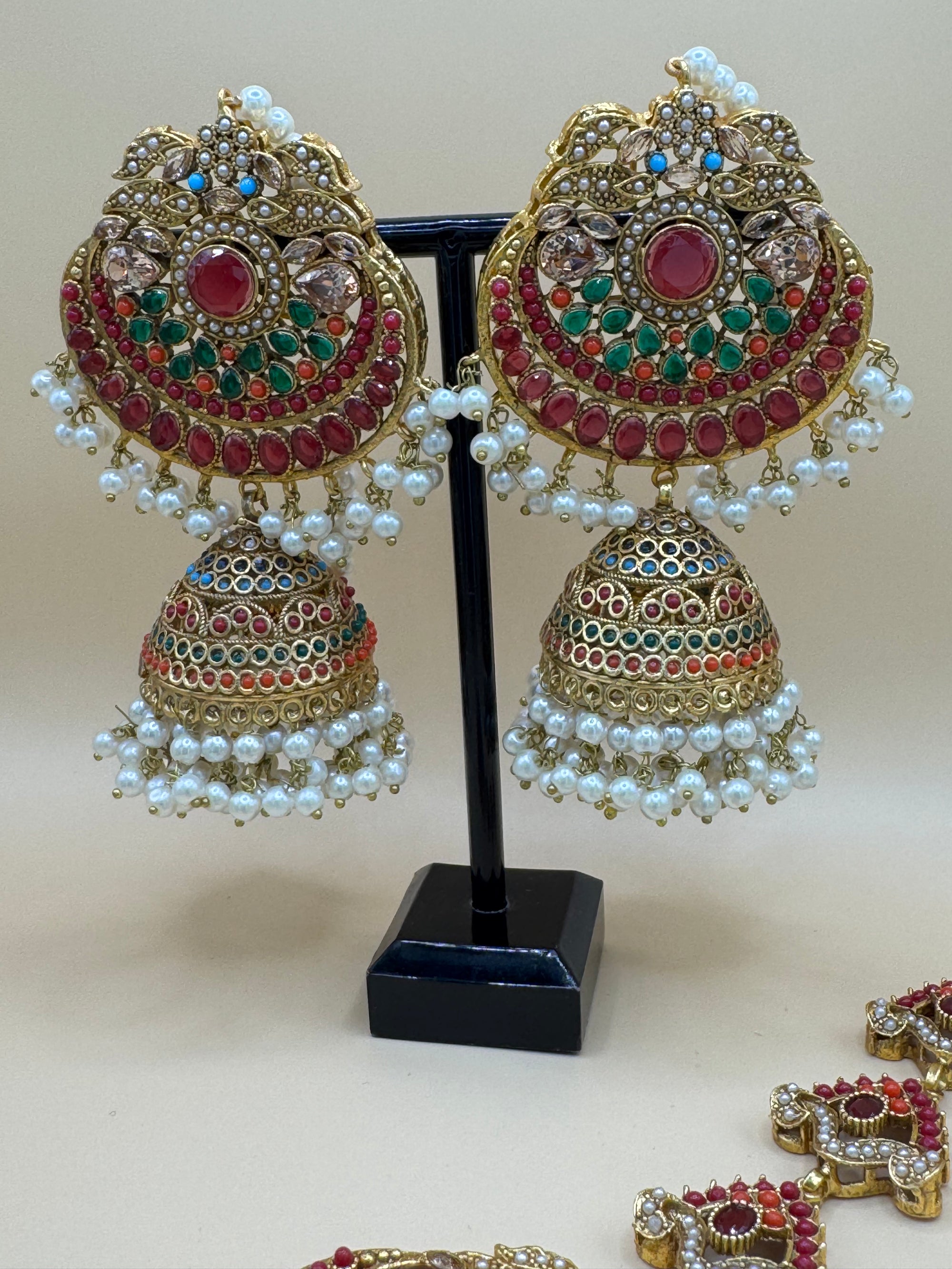 JHUMKA WITH TIKKA ANTIQUEGOLD
