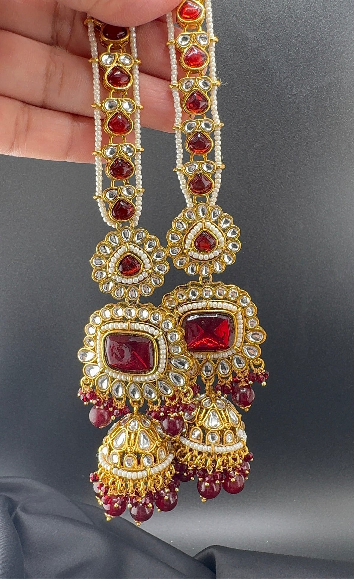 KUNDEN BRIDAL SET BURGUNDY GOLD
