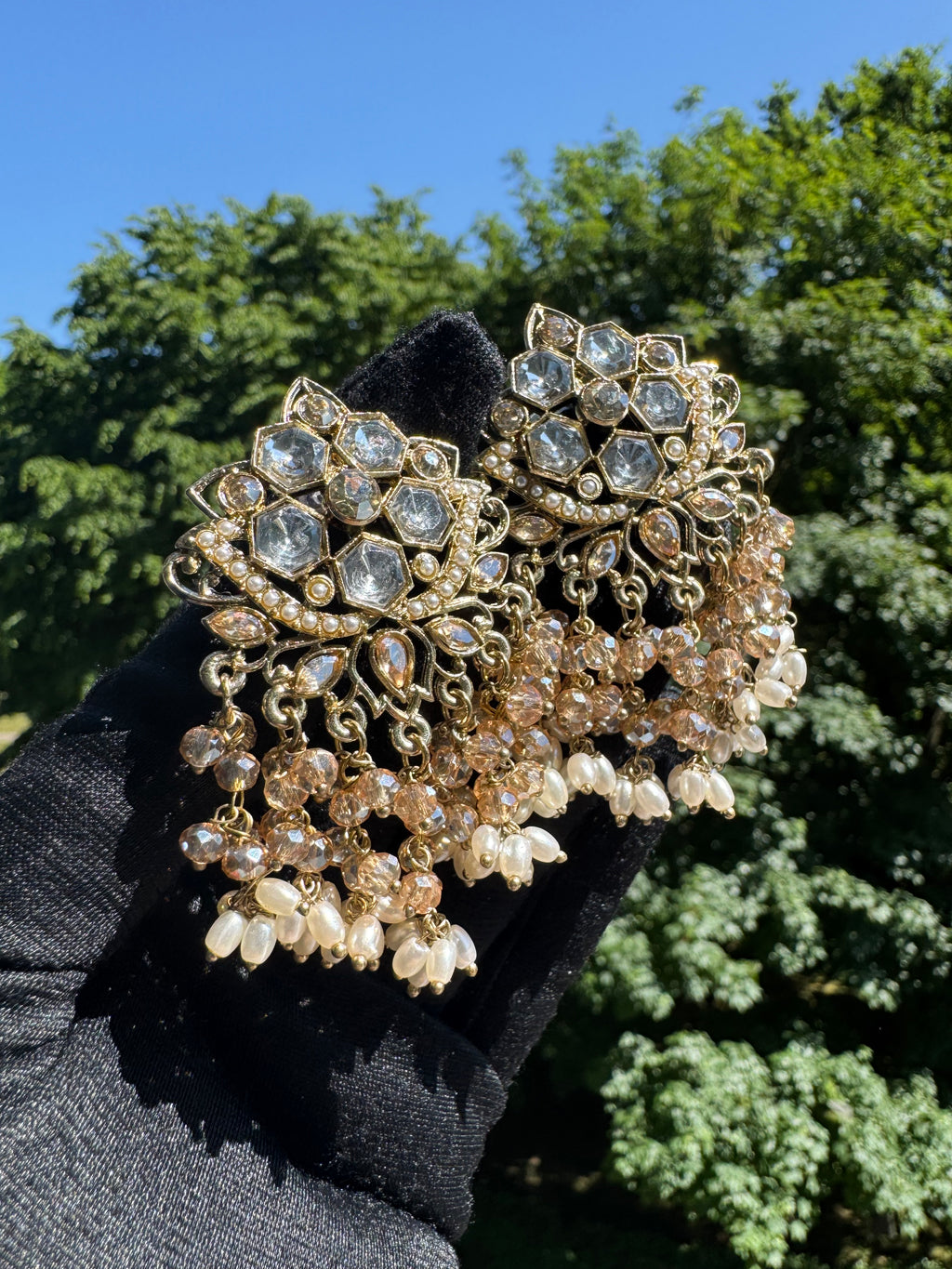 Crystal Chand Earrings