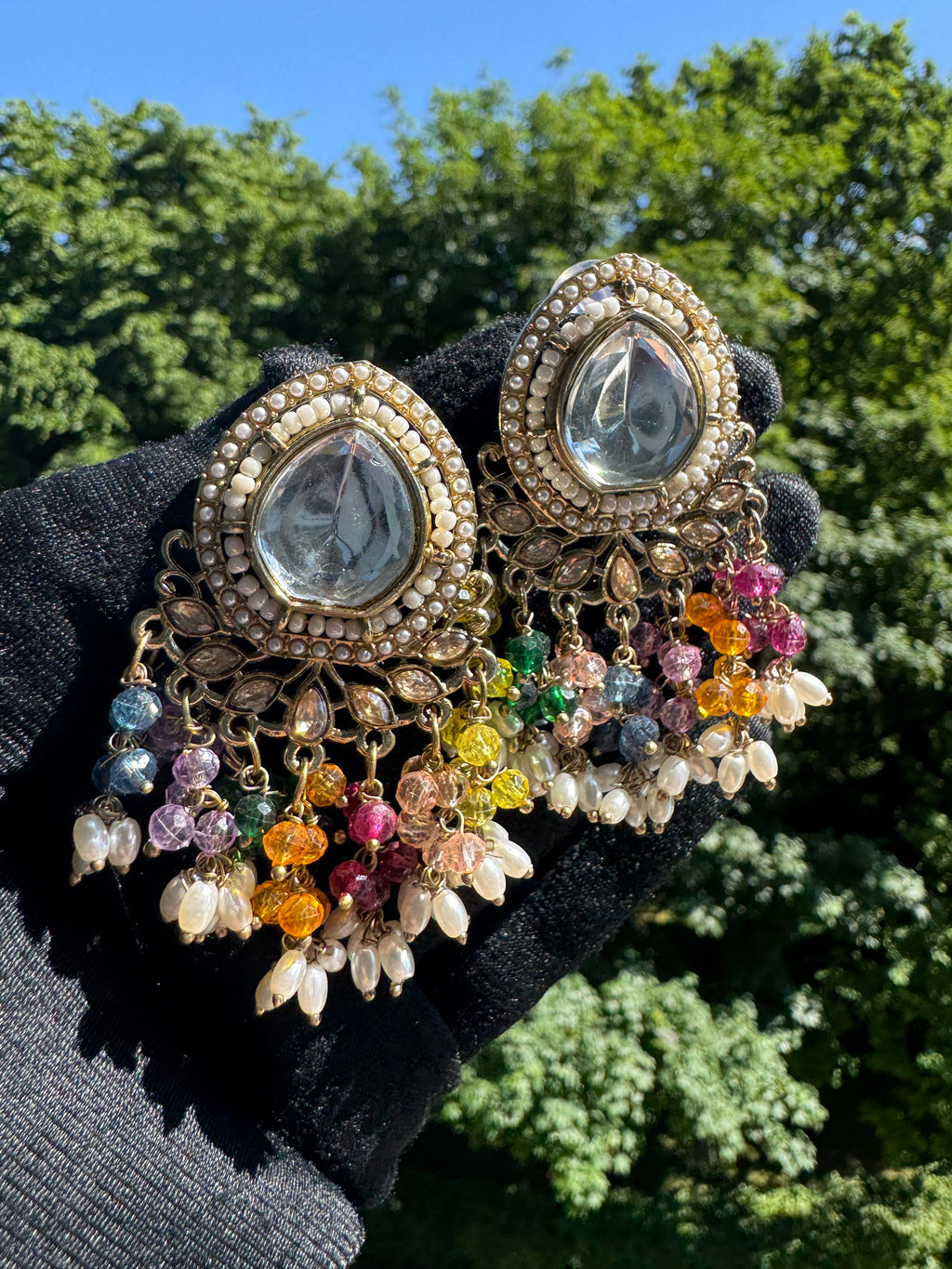 Crystal Chand Earrings