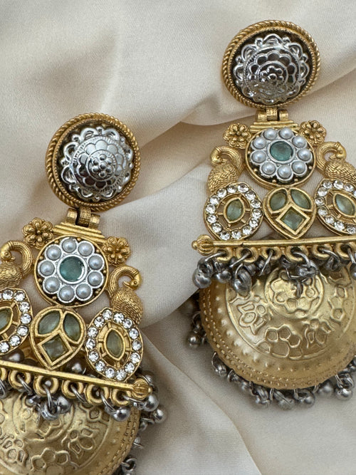 Antique Gold Silver Jhumka Earrings