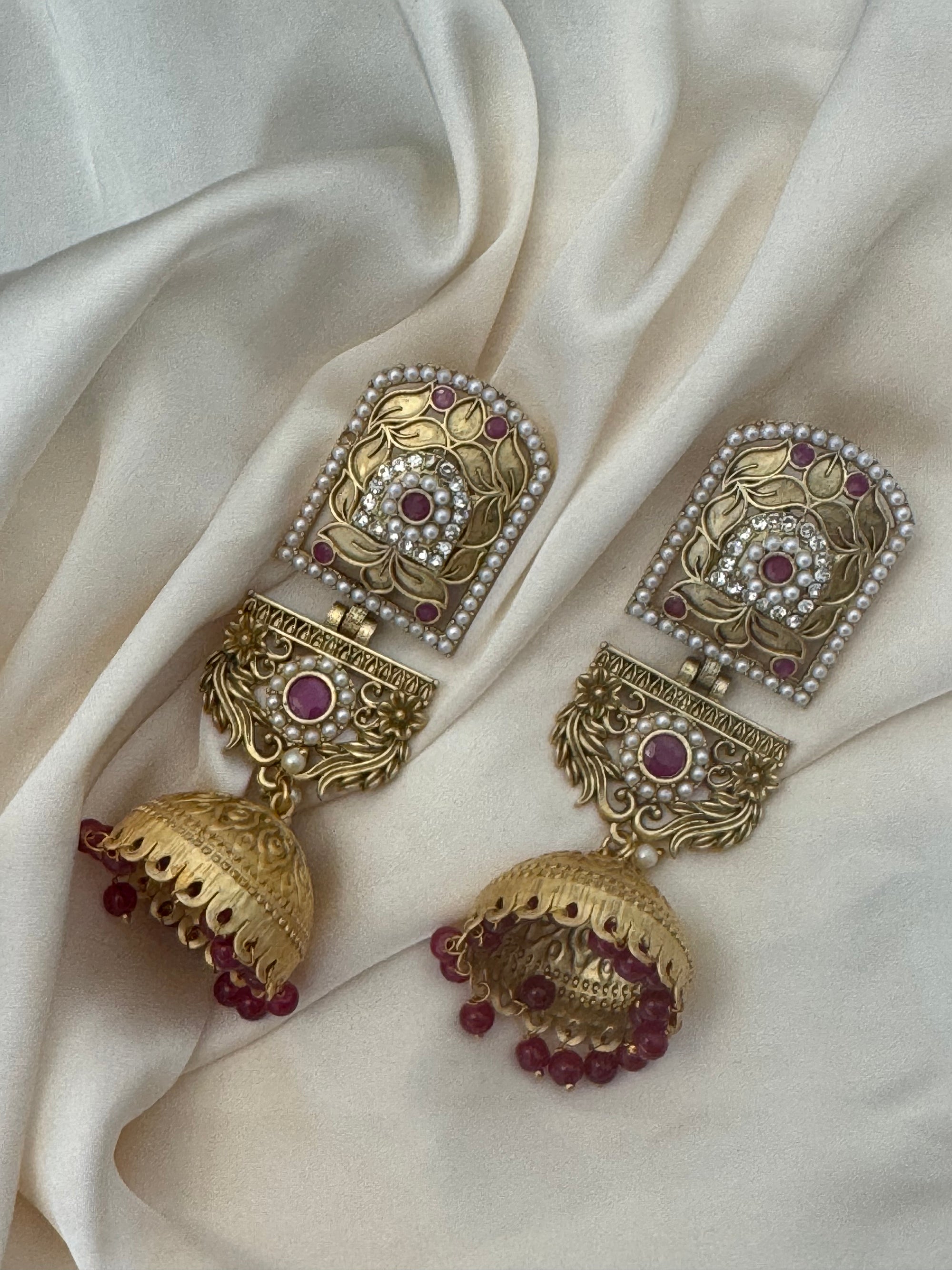 Antique Gold Temple Jhumka Earrings