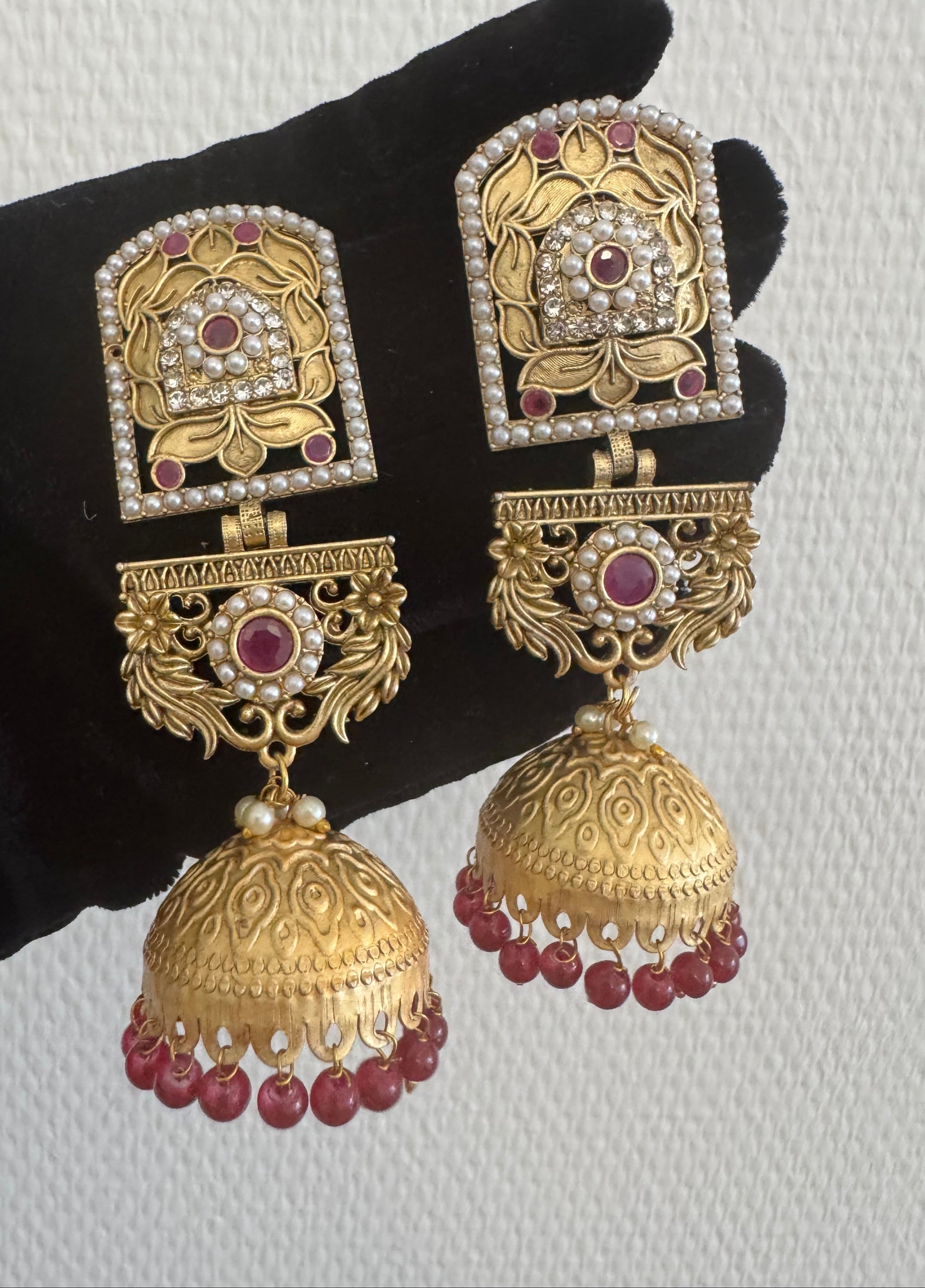 Antique Gold Temple Jhumka Earrings