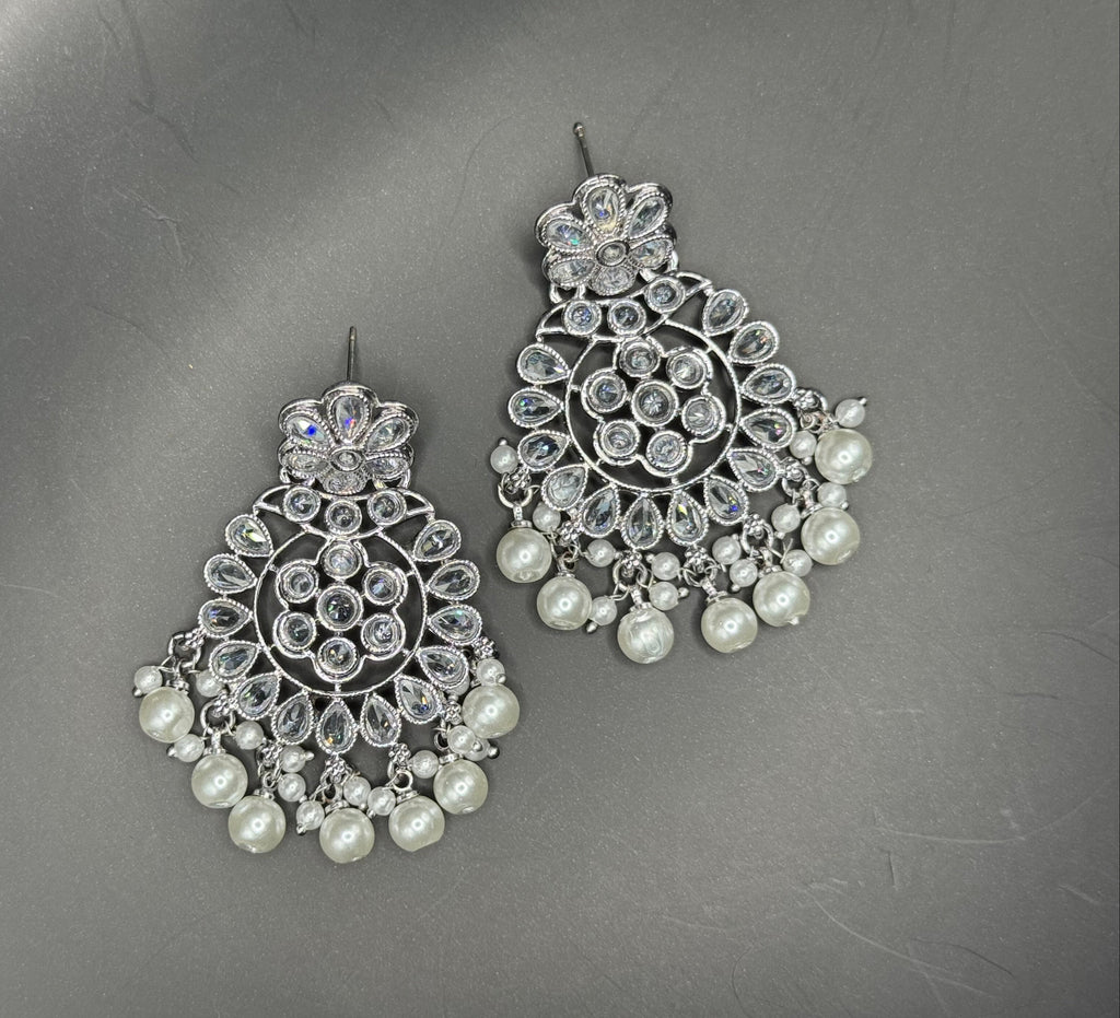 Zinnia Pearl Zircon Bloom Earrings