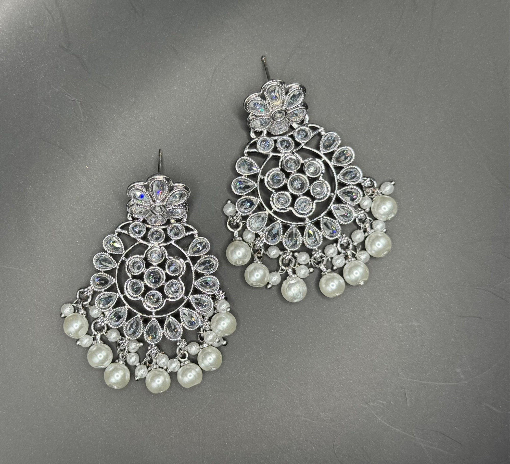 Zinnia Pearl Zircon Bloom Earrings