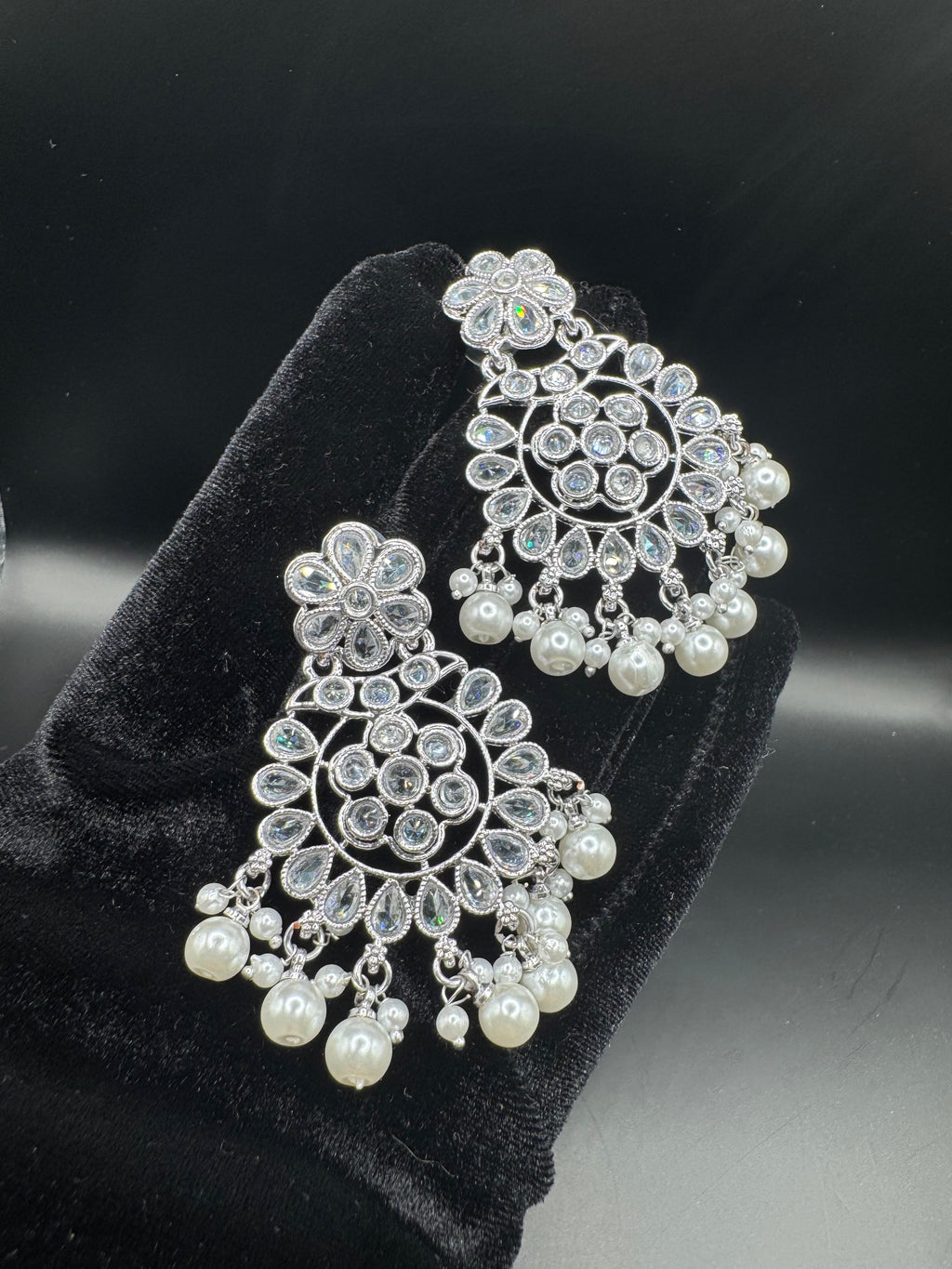 Zinnia Pearl Zircon Bloom Earrings