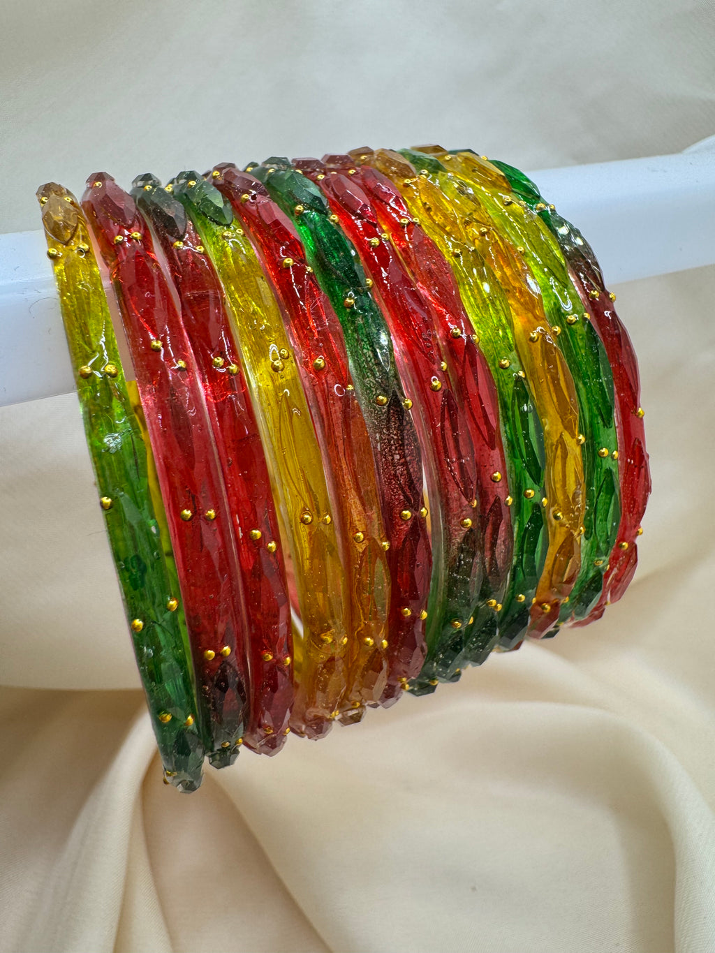 RAIN DROP GLASS BANGLES GOLDEN DOTS
