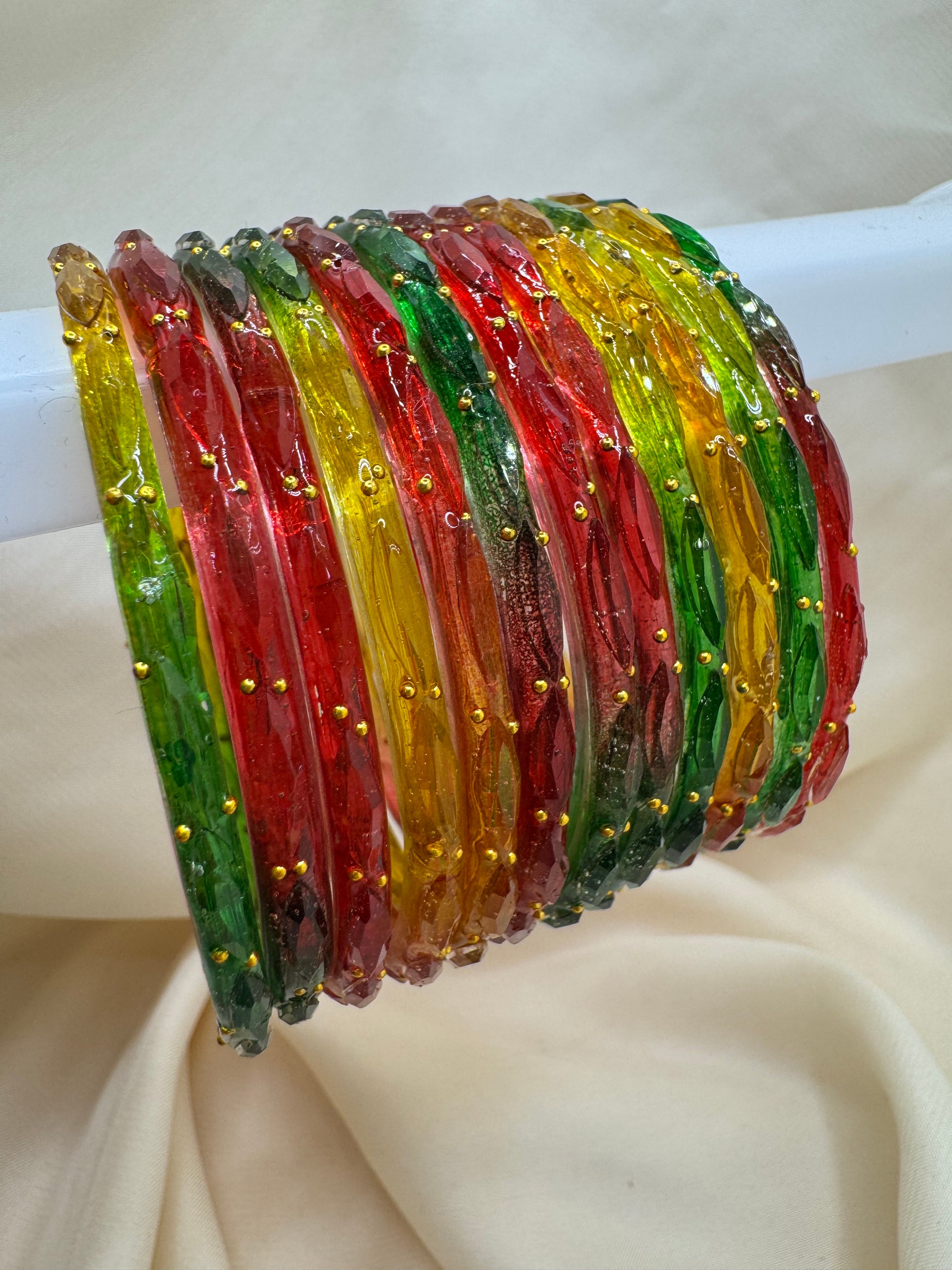 RAIN DROP GLASS BANGLES GOLDEN DOTS