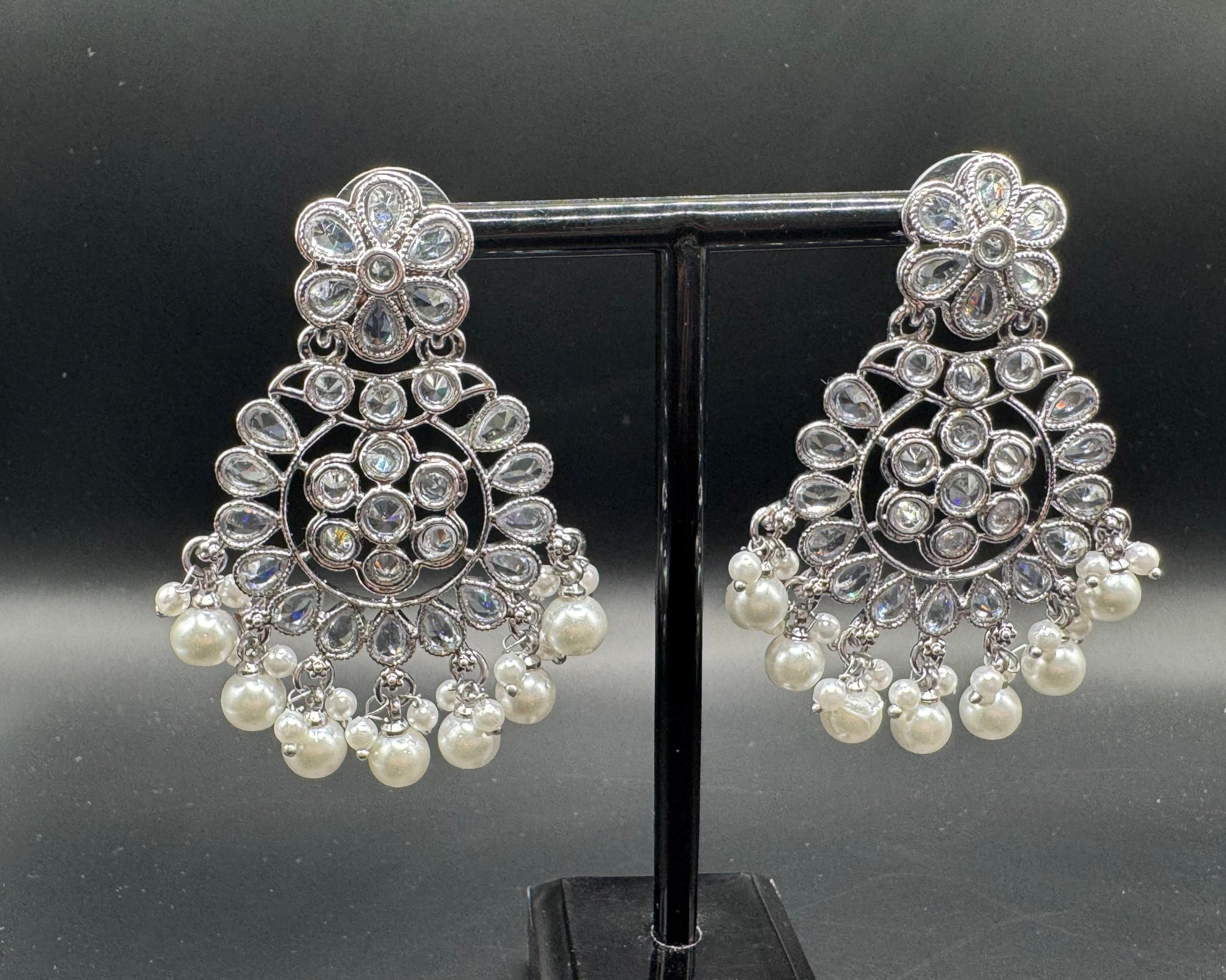 Zinnia Pearl Zircon Bloom Earrings