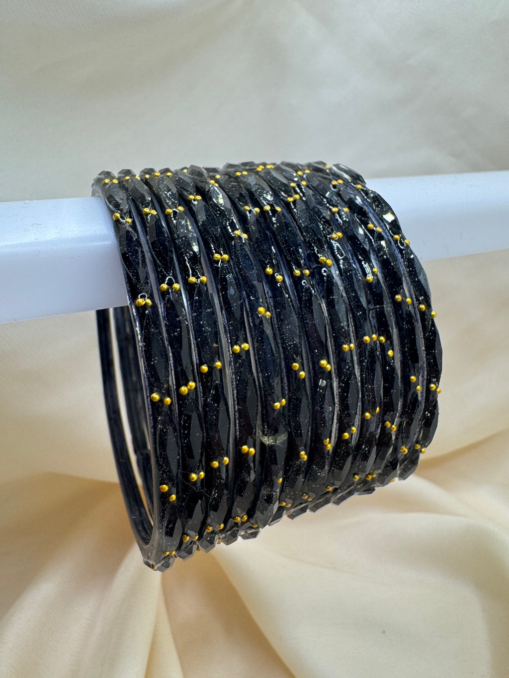 RAIN DROP GLASS BANGLES GOLDEN DOTS