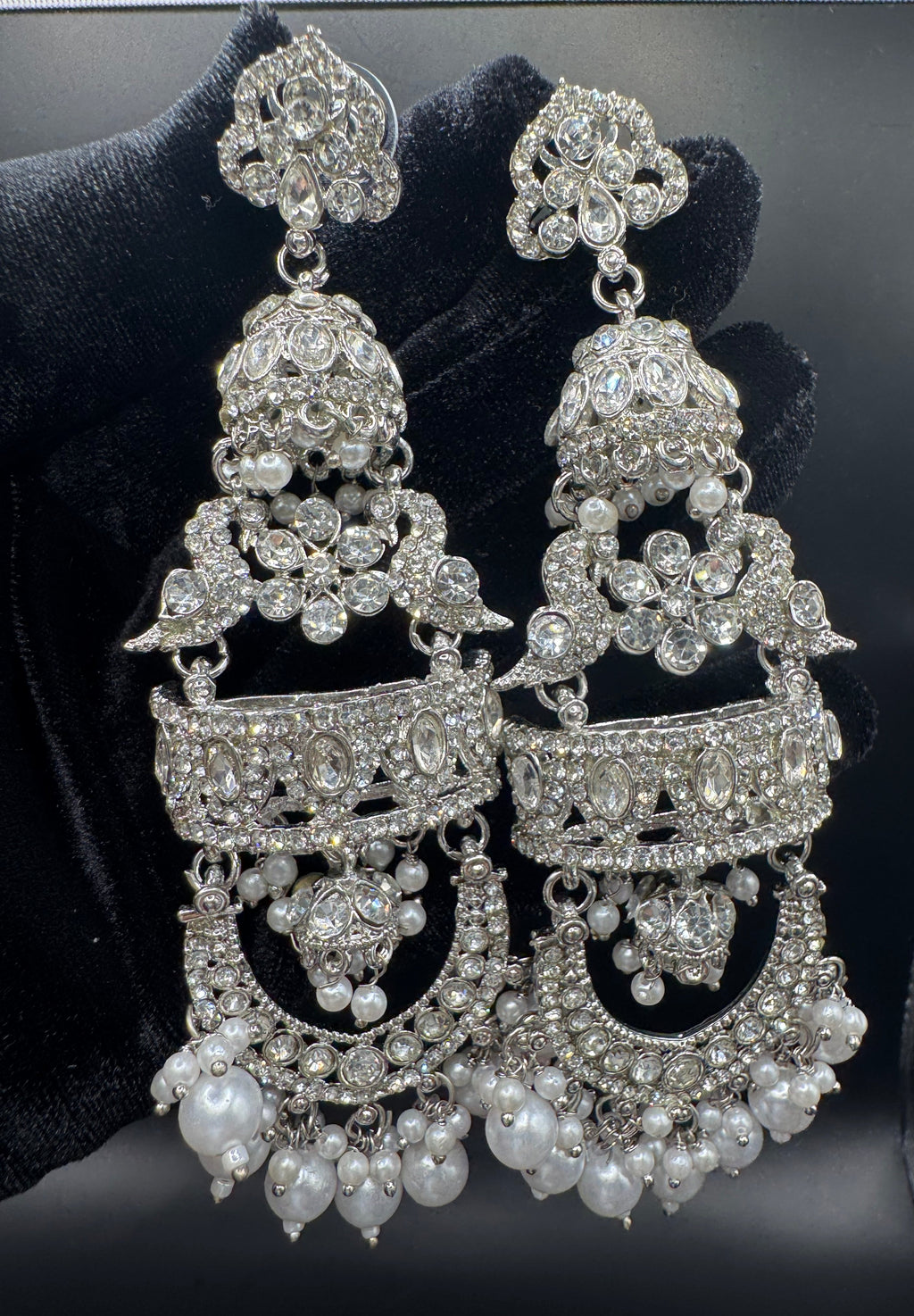 Silver Multi-Layer Jhumka Earrings
