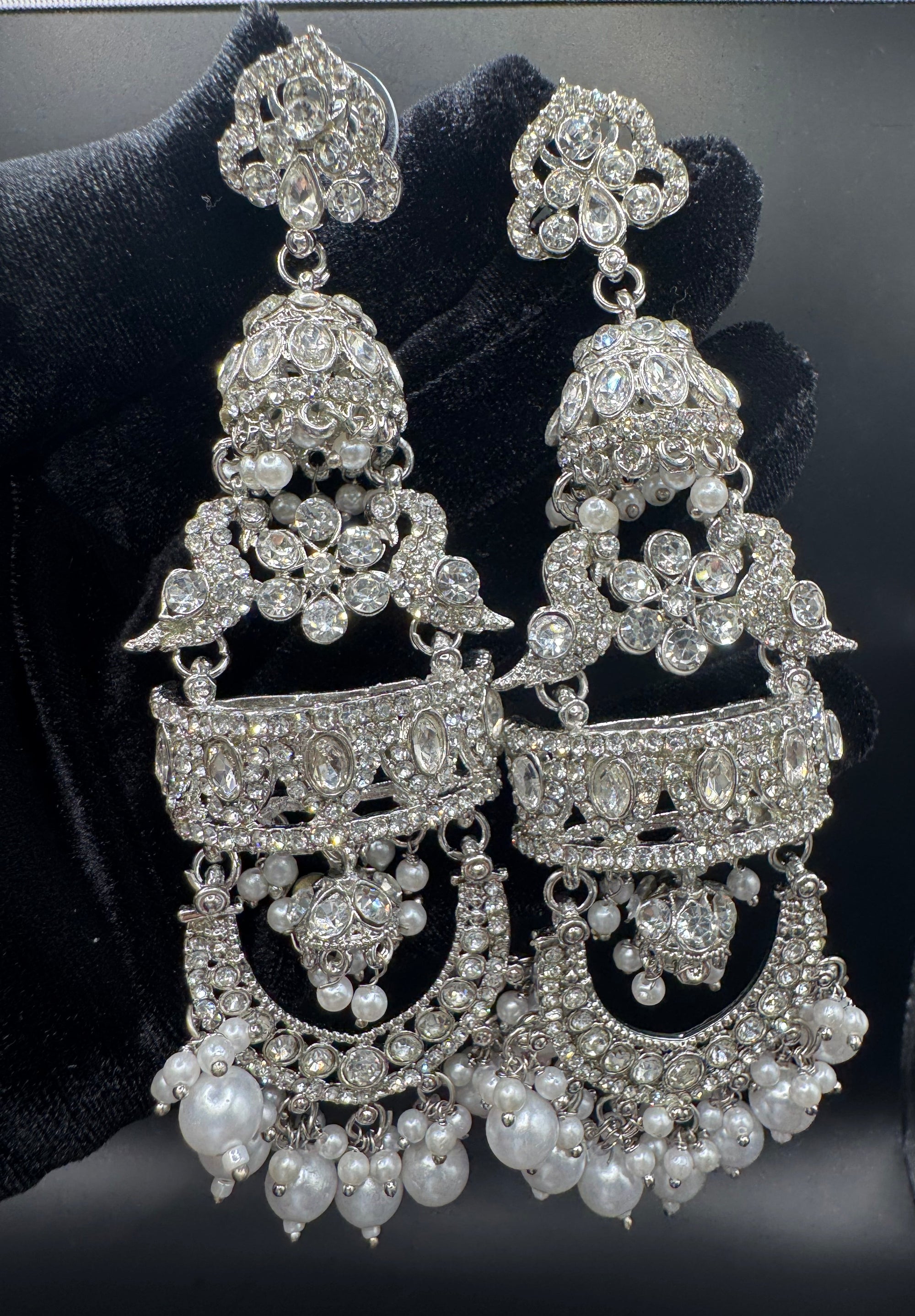 Silver Multi-Layer Jhumka Earrings