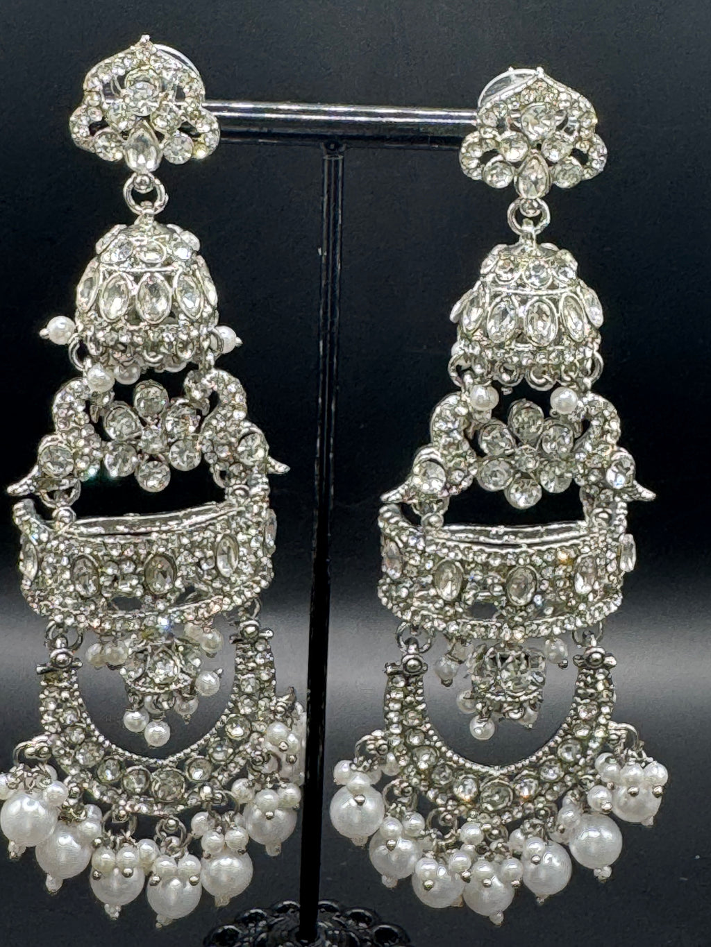 Silver Multi-Layer Jhumka Earrings