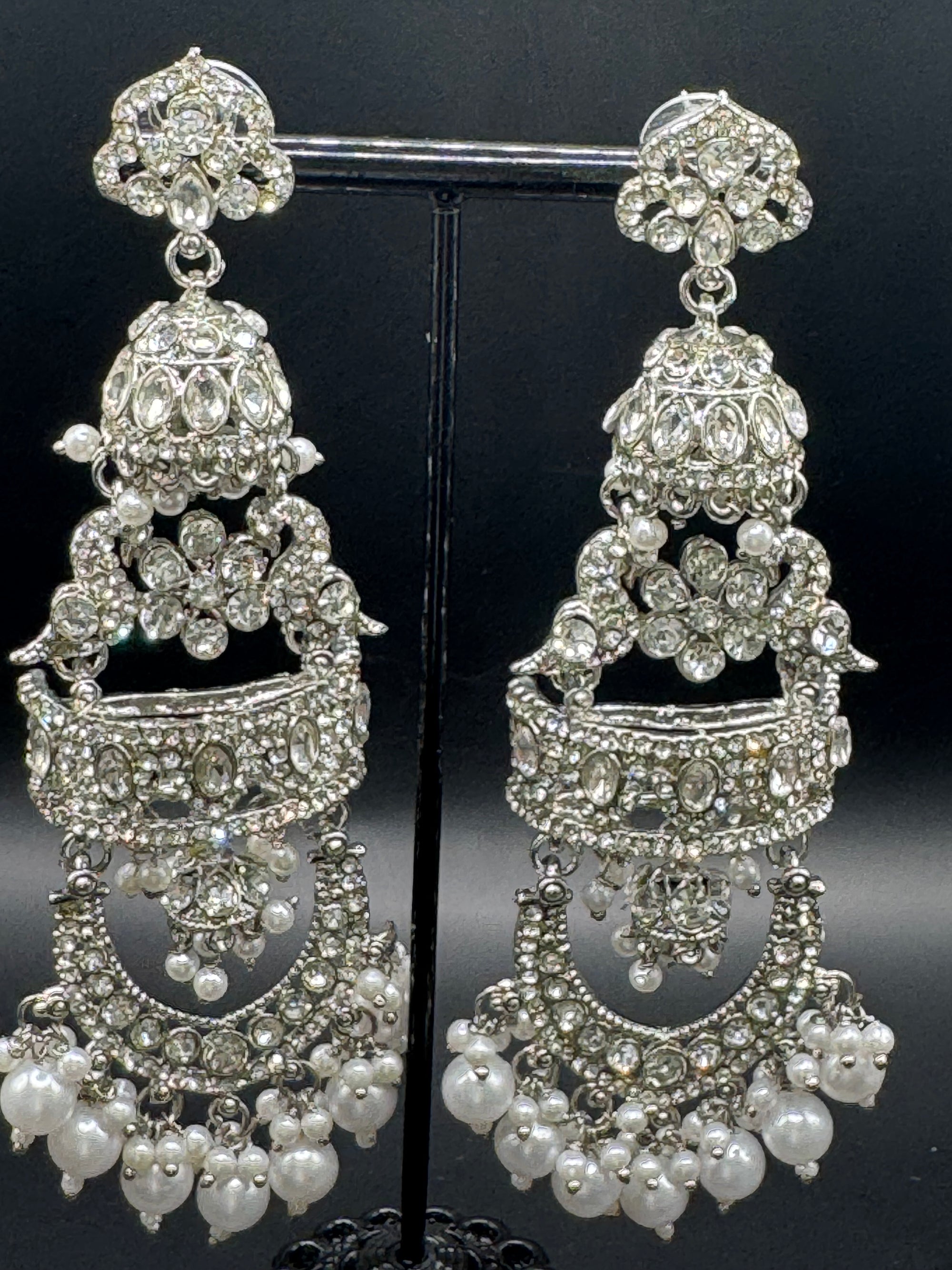 Silver Multi-Layer Jhumka Earrings