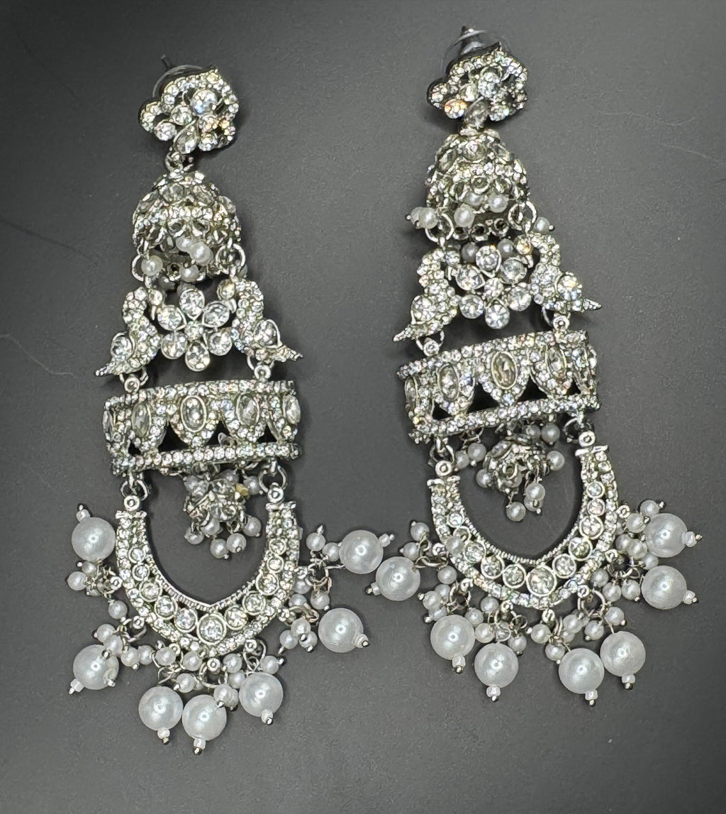 Silver Multi-Layer Jhumka Earrings