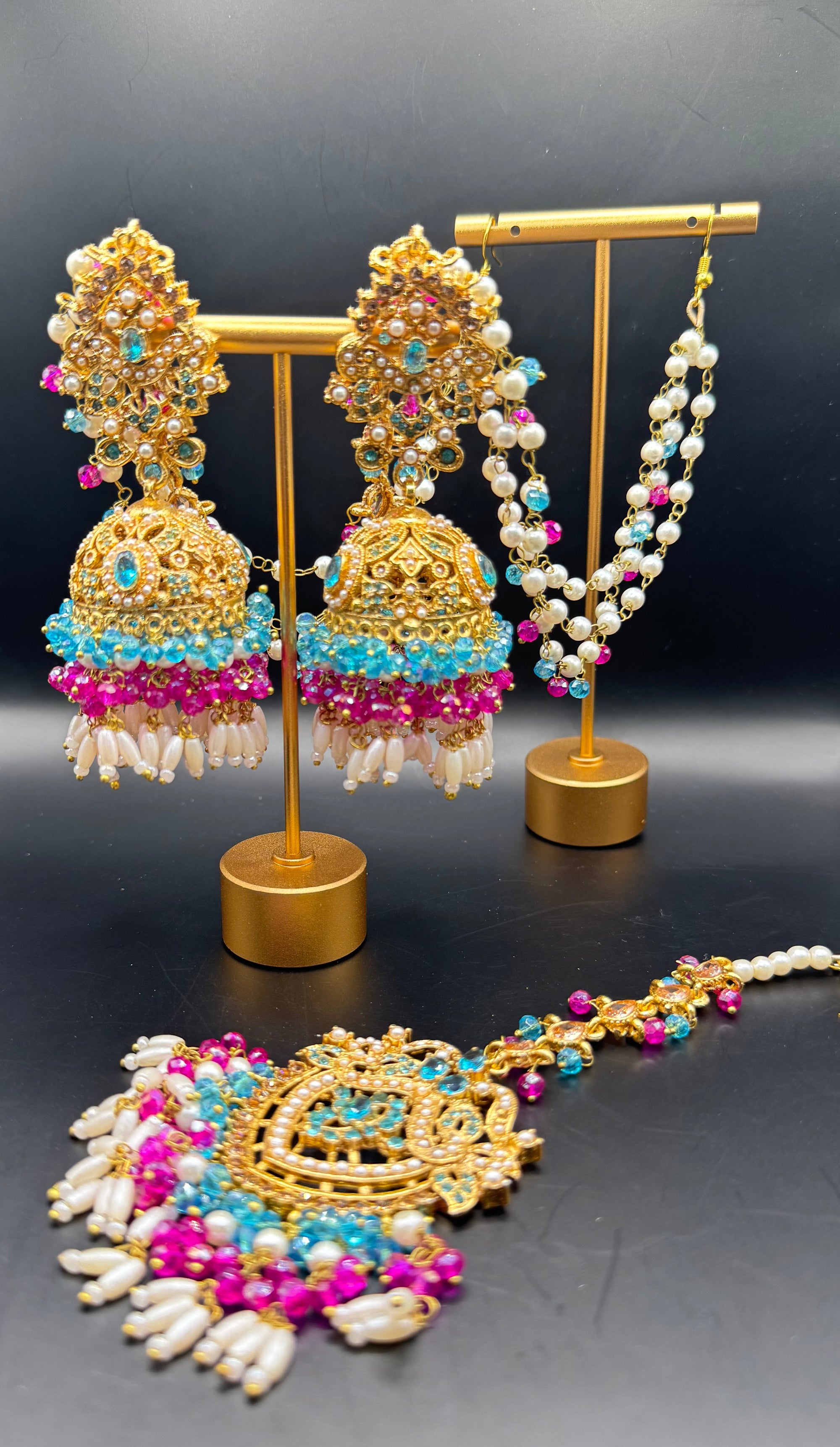 Multicolor Jhumka with Tikka