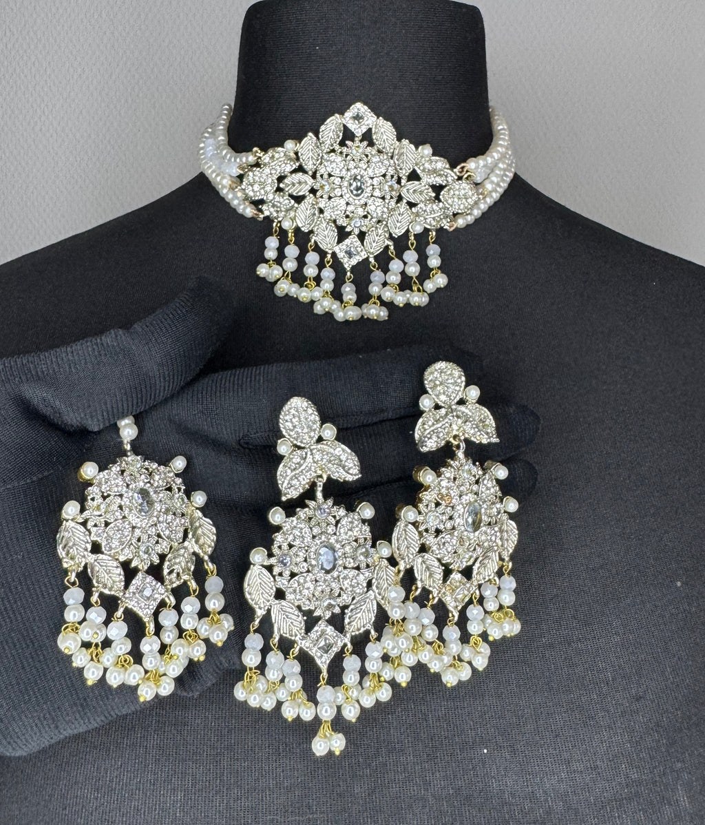 CHOKER SET SILVER GOLD