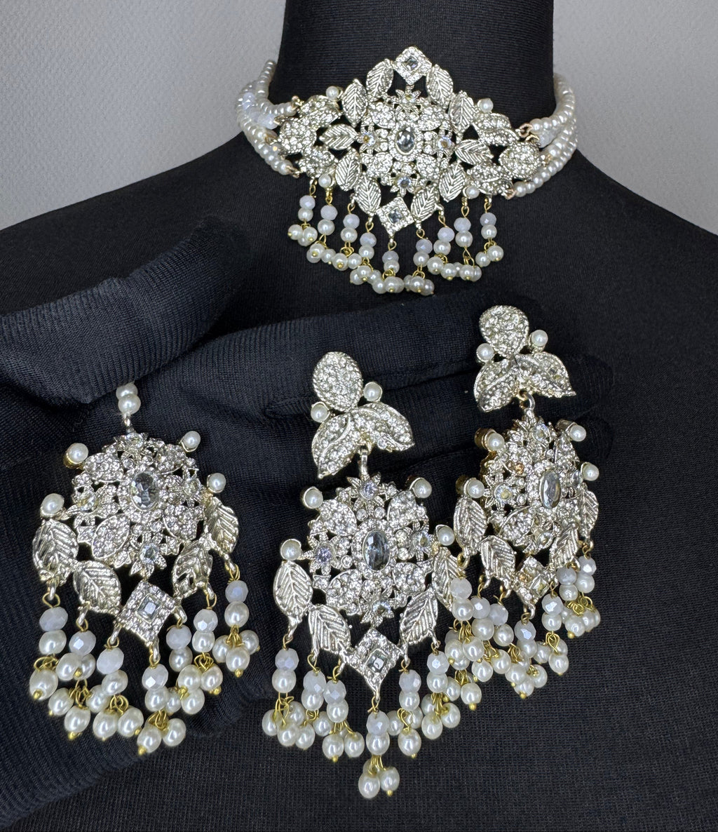 CHOKER SET SILVER GOLD