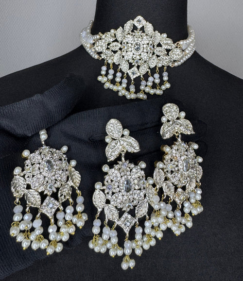CHOKER SET SILVER GOLD