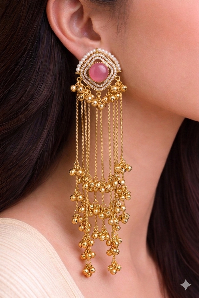 Kashmiri Long Drop Ghungroo Earring