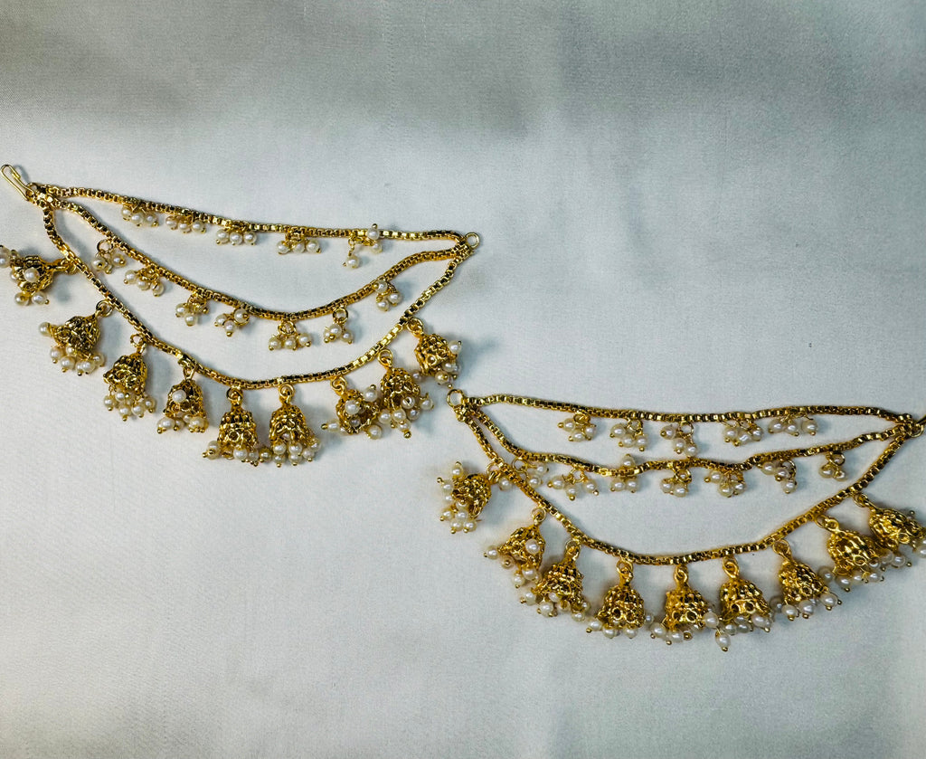 Gold Triple-Layer Jhumki  Sahare