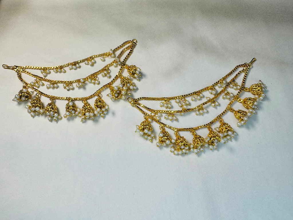 Gold Triple-Layer Jhumki  Sahare