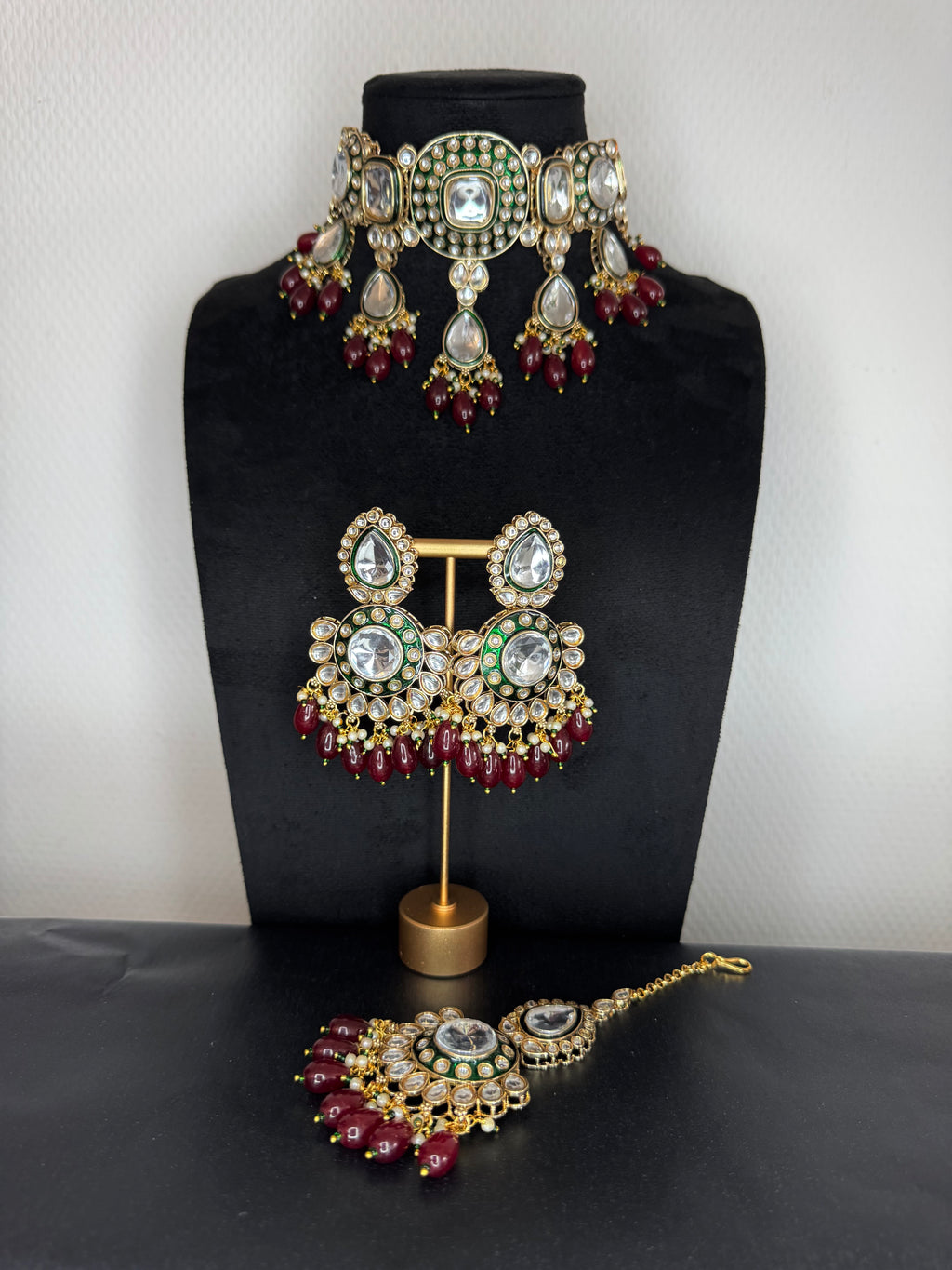 KUNDEN CHOKER SET Burgundy BEADS