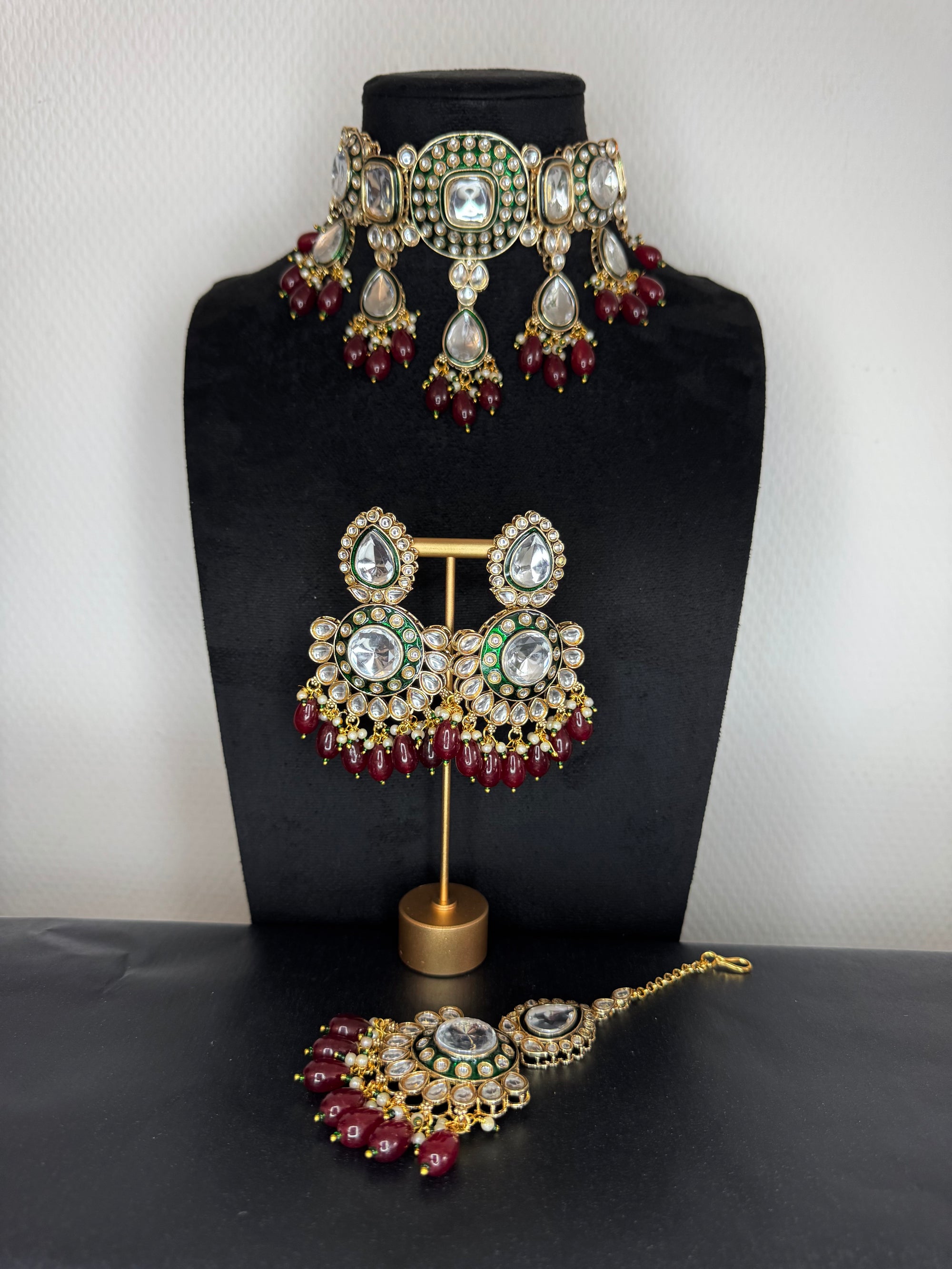 KUNDEN CHOKER SET Burgundy BEADS