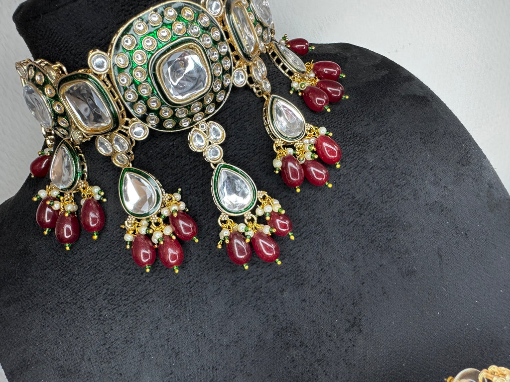 KUNDEN CHOKER SET Burgundy BEADS