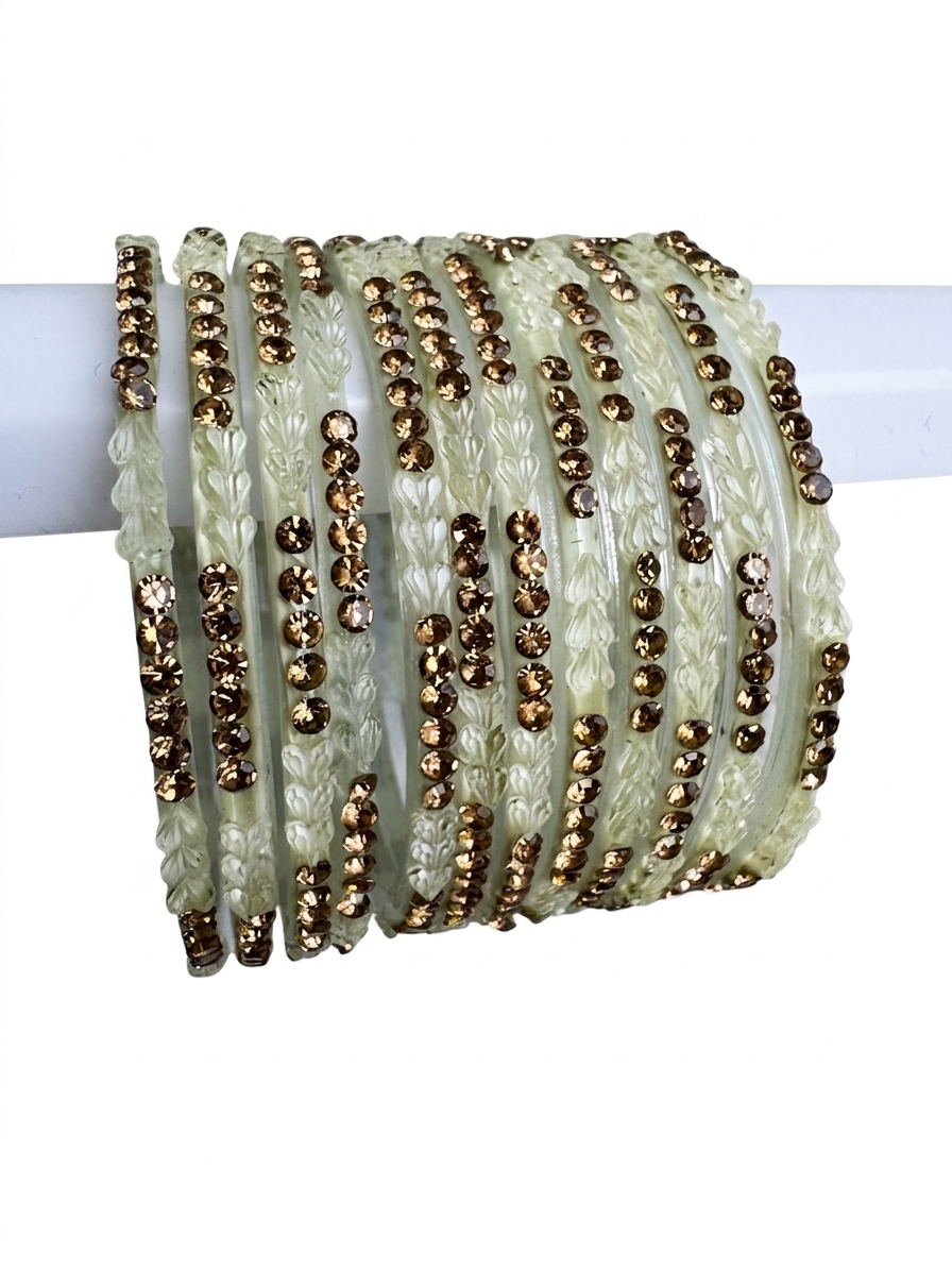 RAIN DROP GLASS BANGLES HEART